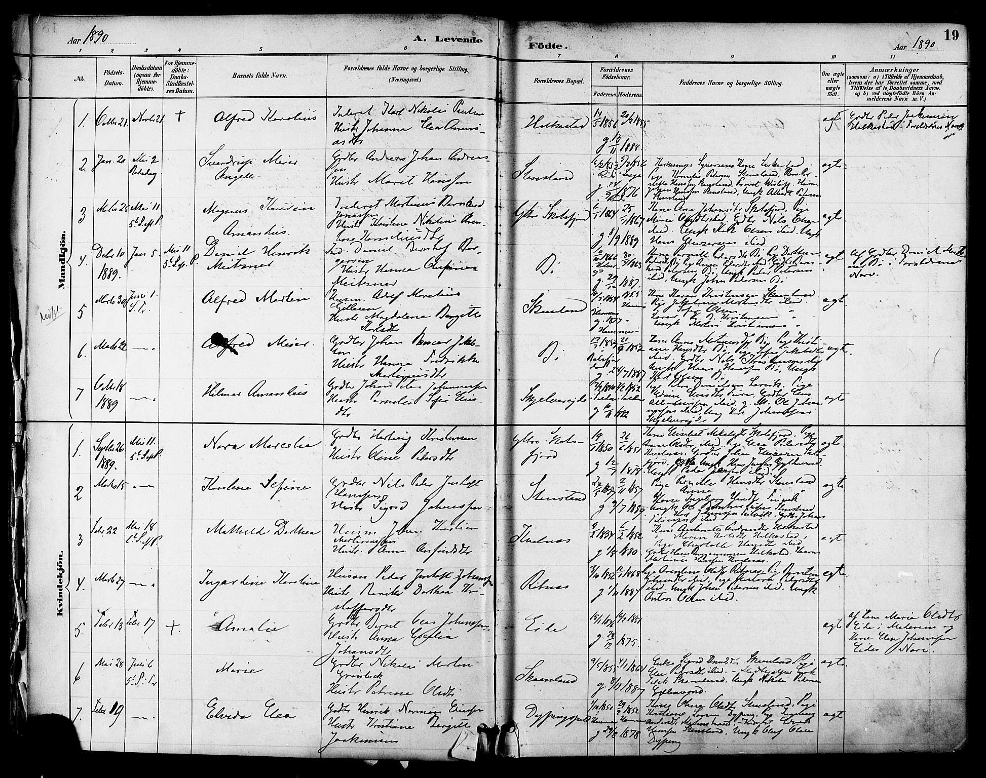 Ministerialprotokoller, klokkerbøker og fødselsregistre - Nordland, SAT/A-1459/855/L0803: Parish register (official) no. 855A11, 1887-1905, p. 19