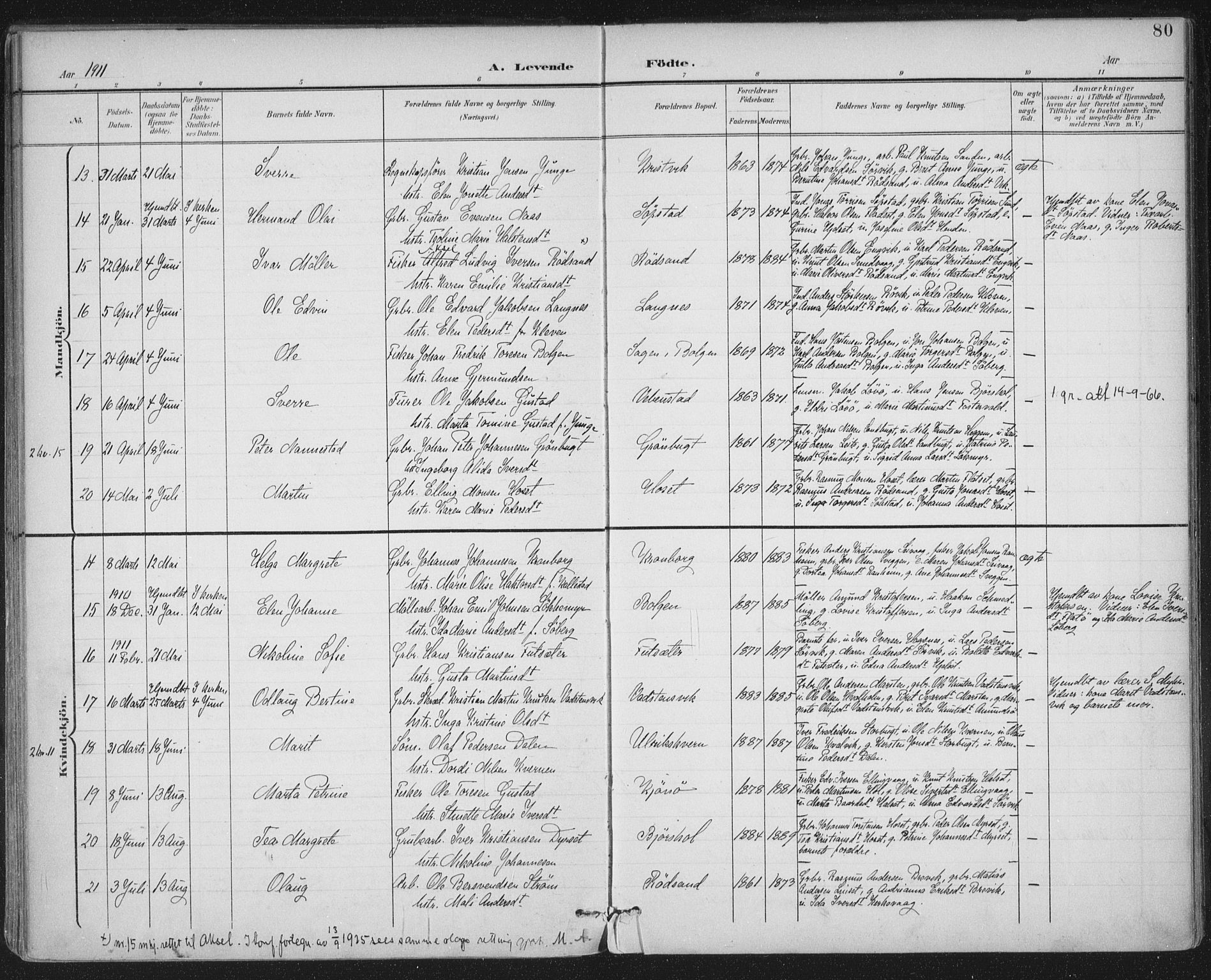 Ministerialprotokoller, klokkerbøker og fødselsregistre - Møre og Romsdal, AV/SAT-A-1454/569/L0820: Parish register (official) no. 569A06, 1900-1911, p. 80