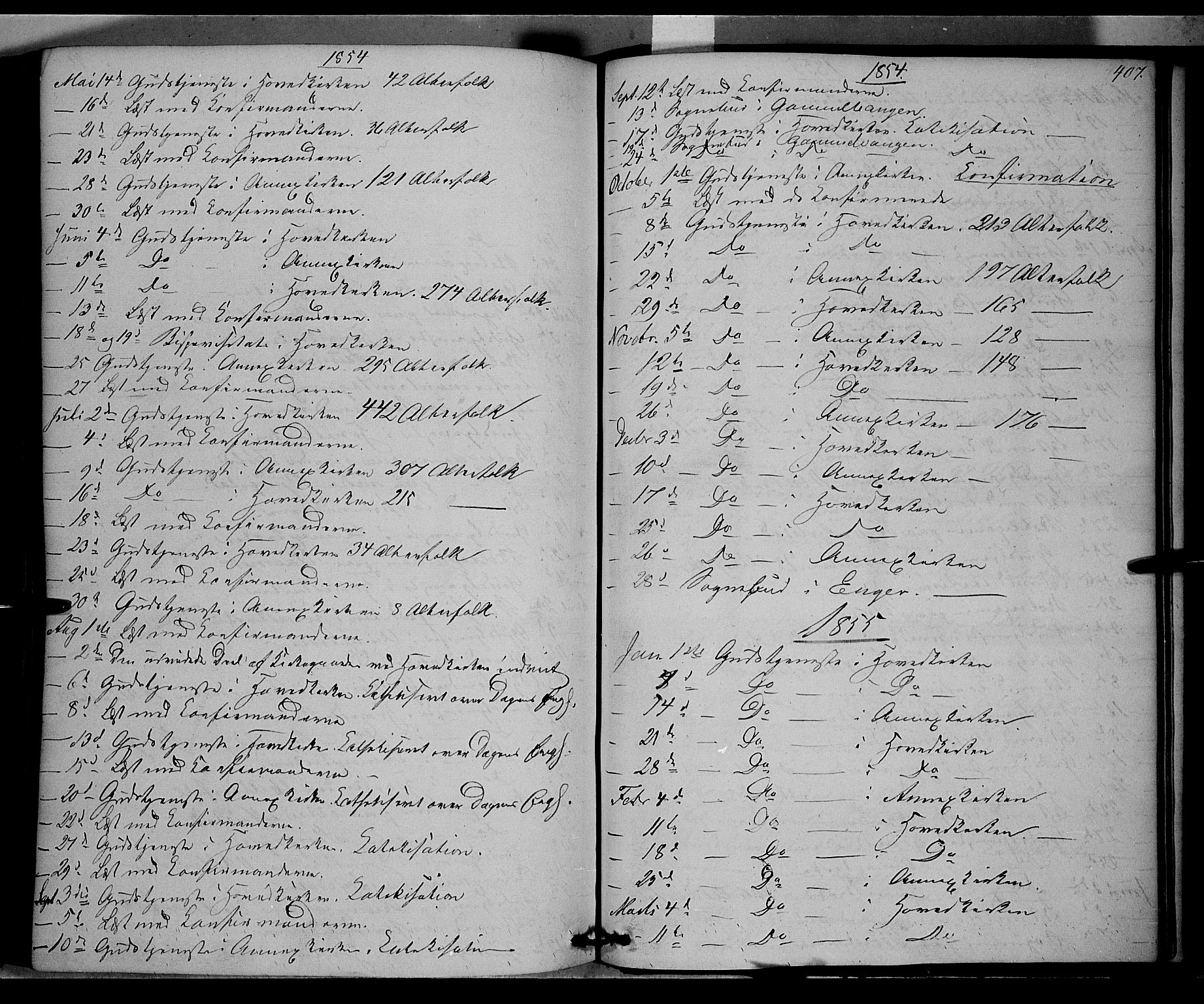 Vardal prestekontor, AV/SAH-PREST-100/H/Ha/Haa/L0006: Parish register (official) no. 6, 1854-1866, p. 407