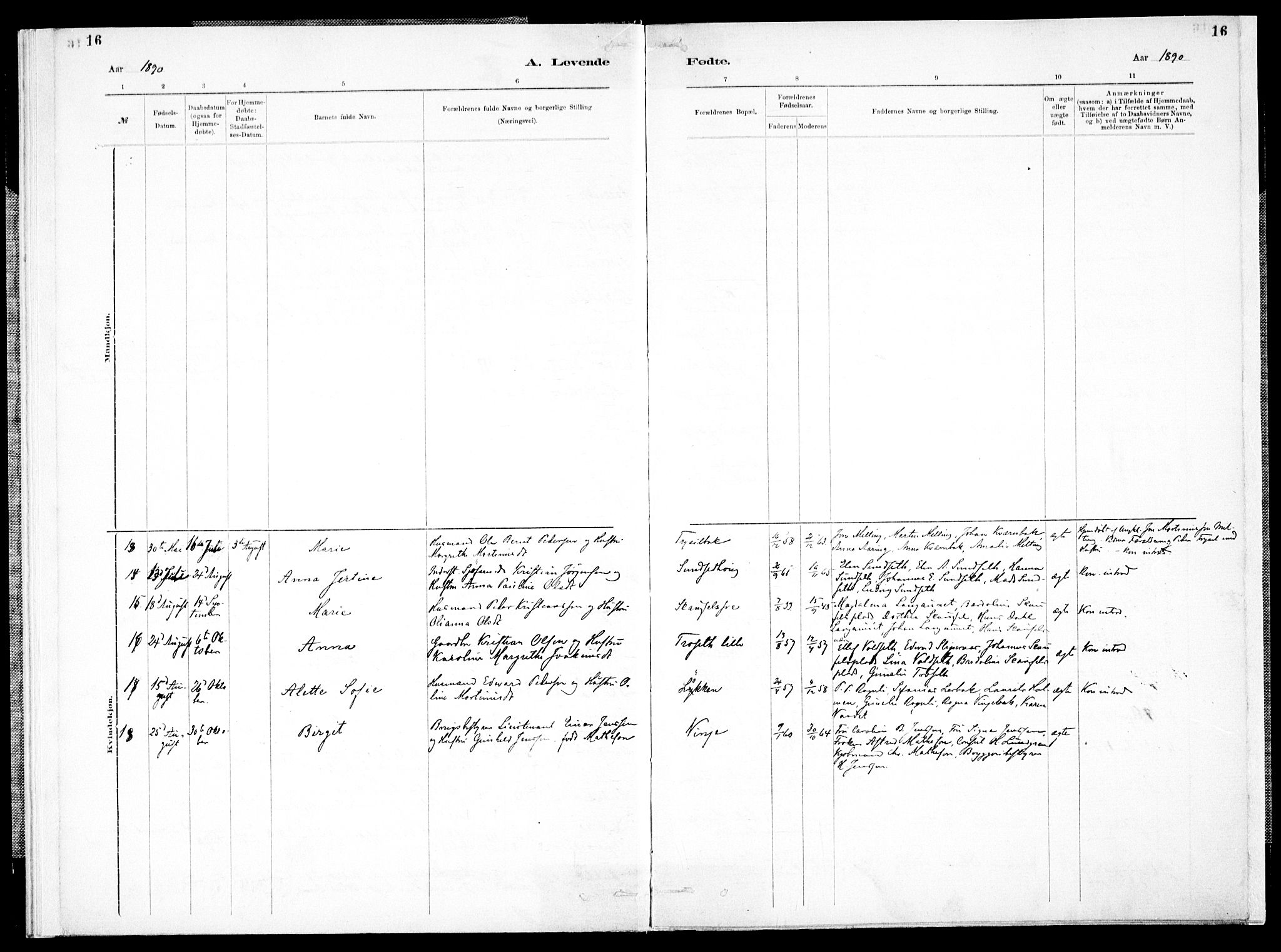 Ministerialprotokoller, klokkerbøker og fødselsregistre - Nord-Trøndelag, SAT/A-1458/733/L0325: Parish register (official) no. 733A04, 1884-1908, p. 16