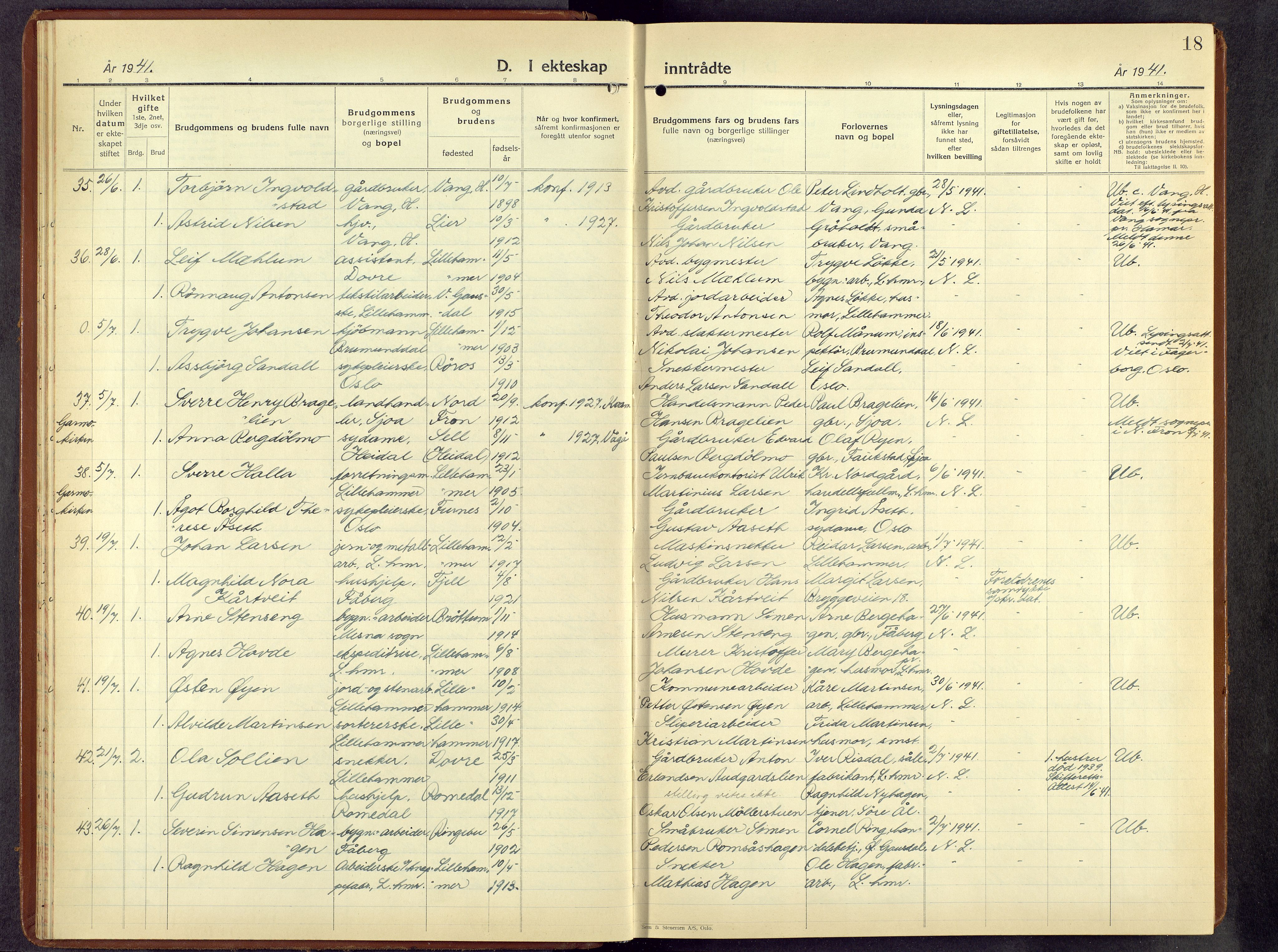 Lillehammer prestekontor, AV/SAH-PREST-088/H/Ha/Hab/L0004: Parish register (copy) no. 4, 1940-1955, p. 18