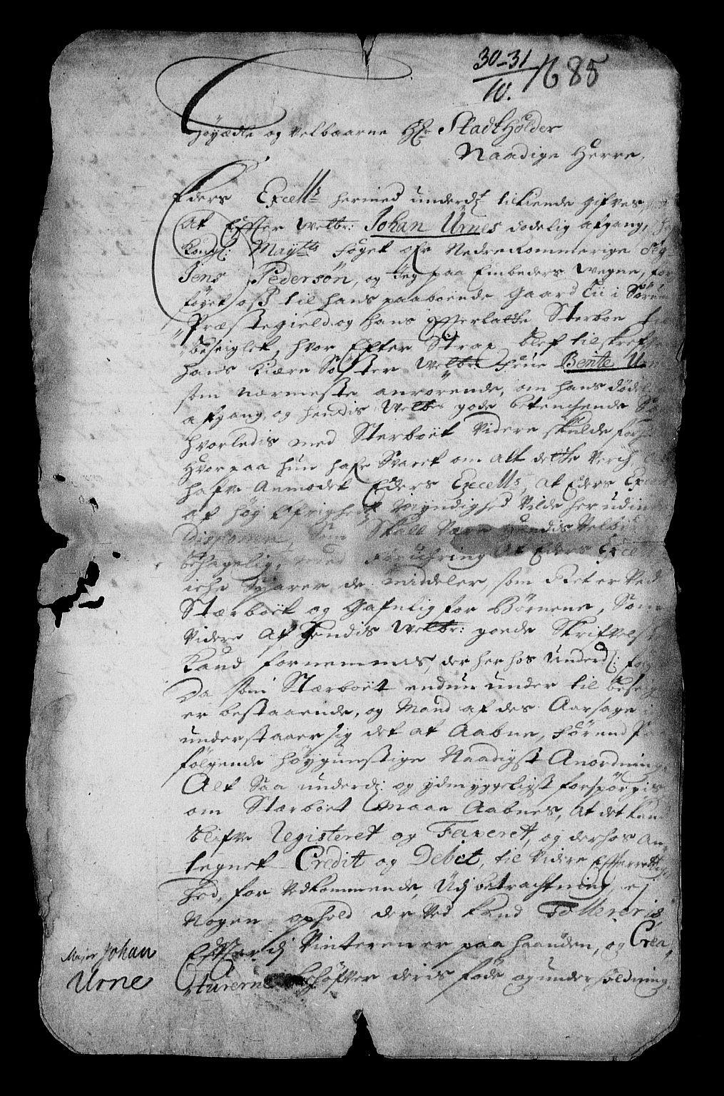 Stattholderembetet 1572-1771, RA/EA-2870/Af/L0001: Avskrifter av vedlegg til originale supplikker, nummerert i samsvar med supplikkbøkene, 1683-1687, p. 19