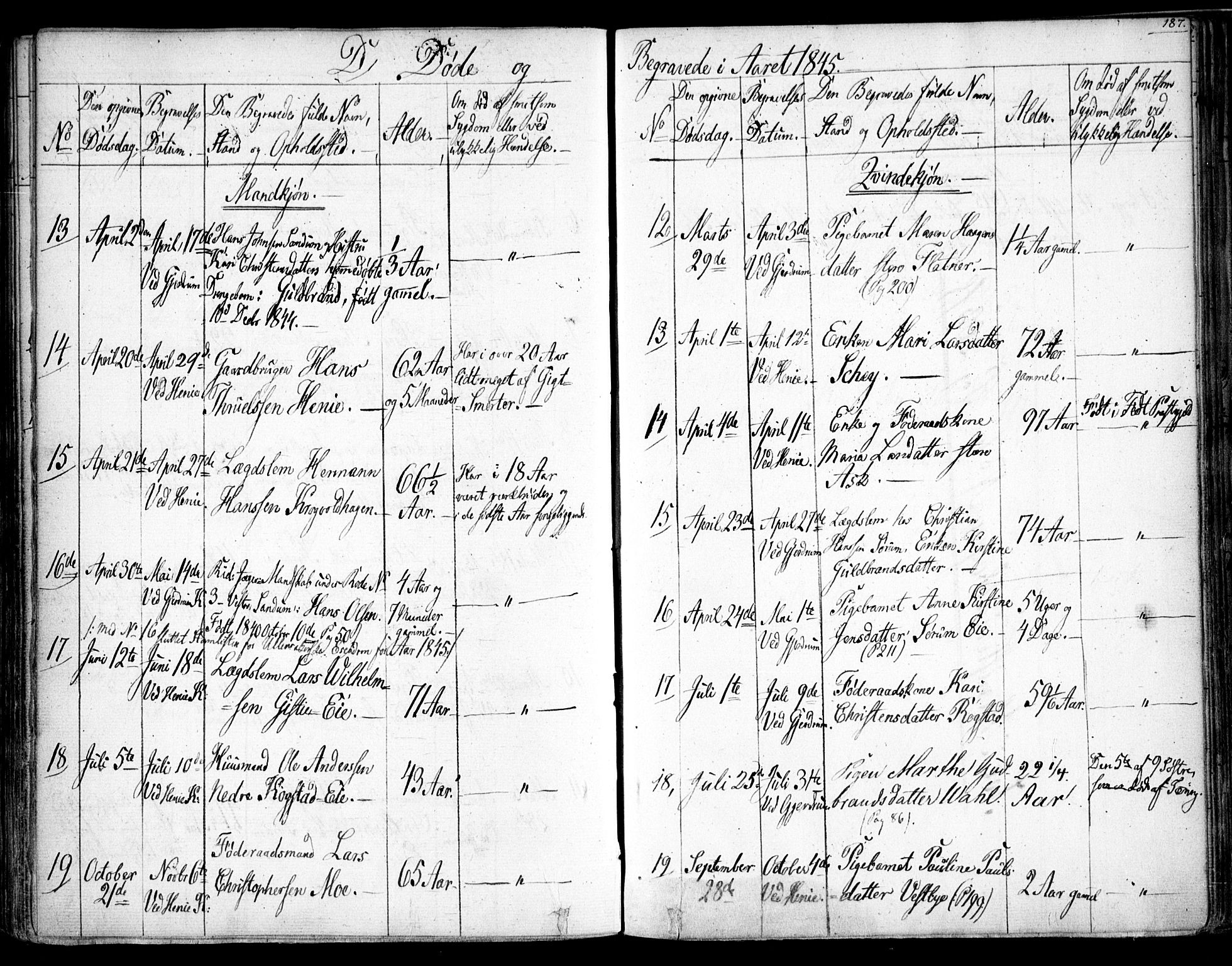 Gjerdrum prestekontor Kirkebøker, AV/SAO-A-10412b/F/Fa/L0005: Parish register (official) no. I 5, 1835-1845, p. 187