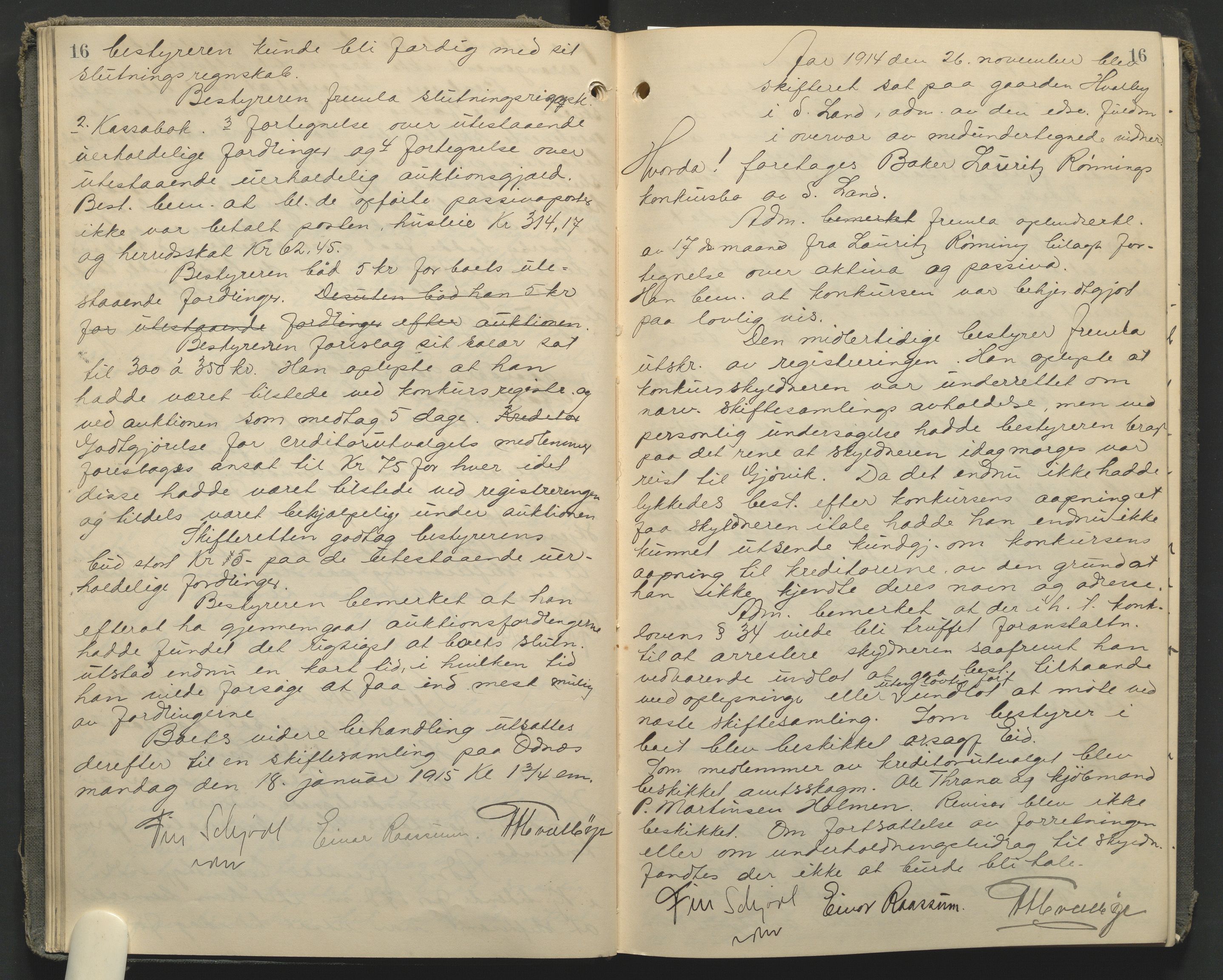 Hadeland og Land tingrett, AV/SAH-TING-010/J/Jc/L0010: Skifteforhandlingsprotokoll, 1914-1920, p. 16
