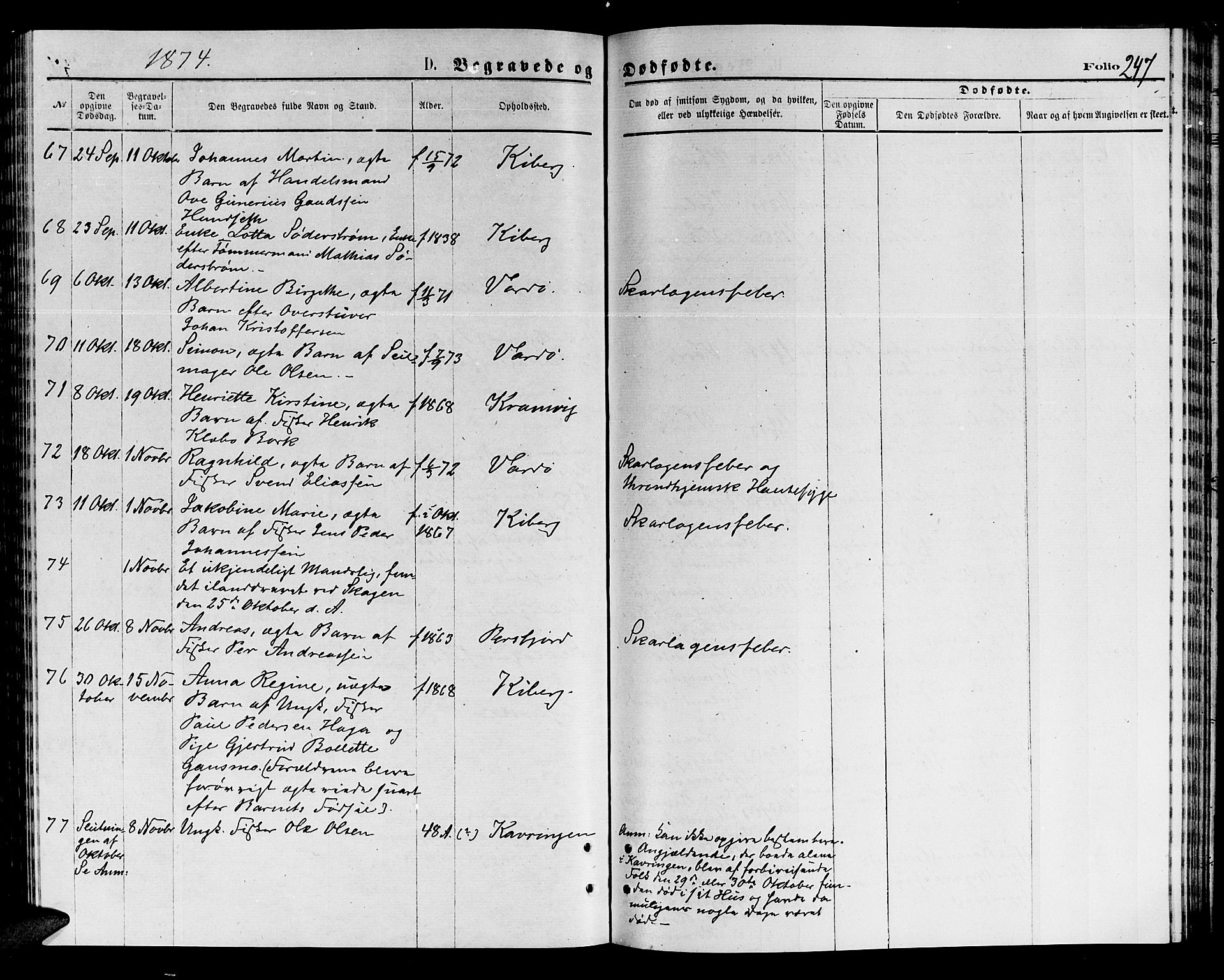 Vardø sokneprestkontor, SATØ/S-1332/H/Hb/L0003klokker: Parish register (copy) no. 3, 1871-1878, p. 247