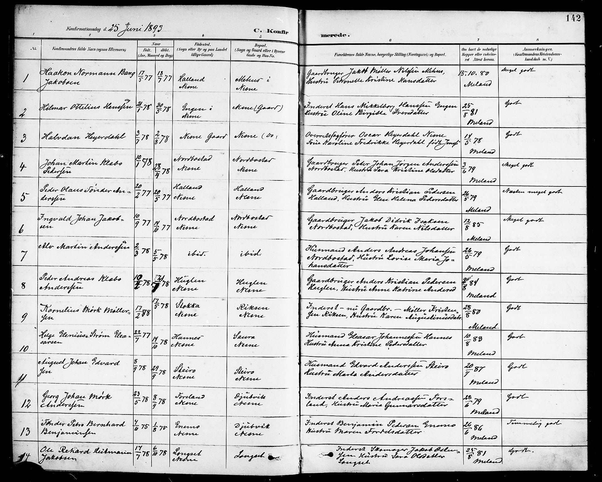 Ministerialprotokoller, klokkerbøker og fødselsregistre - Nordland, AV/SAT-A-1459/838/L0559: Parish register (copy) no. 838C06, 1893-1910, p. 142