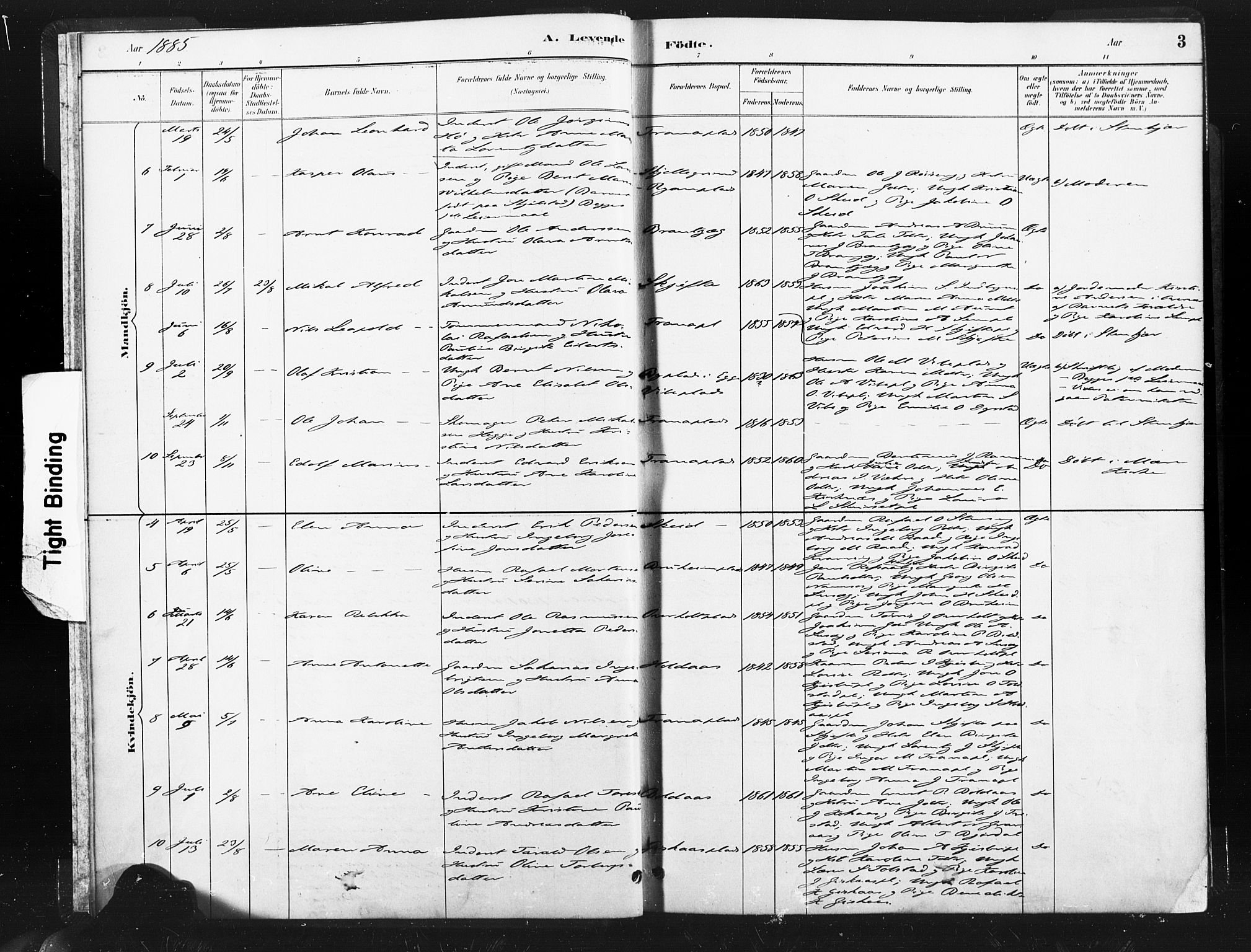 Ministerialprotokoller, klokkerbøker og fødselsregistre - Nord-Trøndelag, AV/SAT-A-1458/736/L0361: Parish register (official) no. 736A01, 1884-1906, p. 3