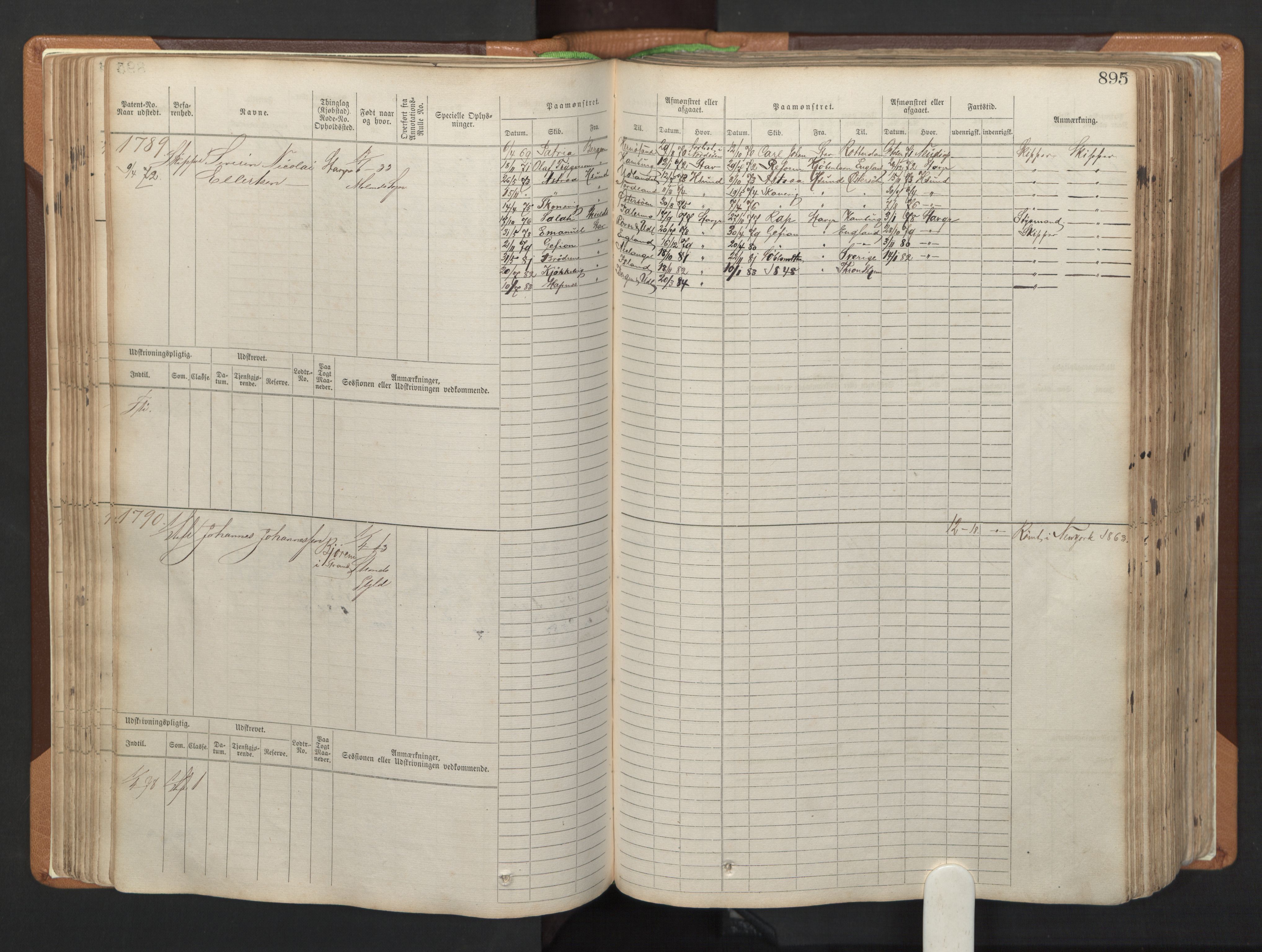 Stavanger sjømannskontor, AV/SAST-A-102006/F/Fb/Fbb/L0006: Sjøfartshovedrulle, patentnr. 1607-2402 (del 3), 1869-1880, p. 94