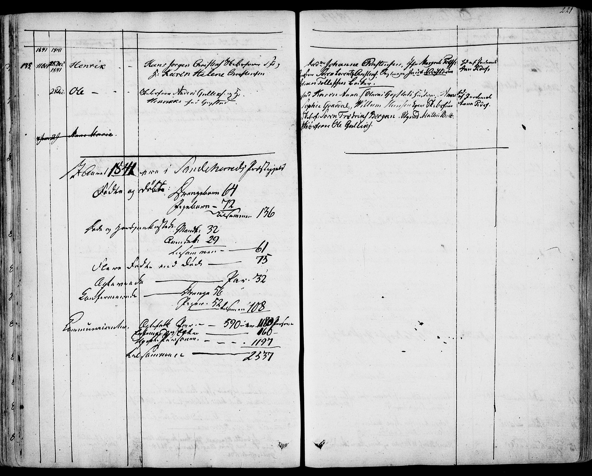 Sandar kirkebøker, SAKO/A-243/F/Fa/L0005: Parish register (official) no. 5, 1832-1847, p. 220-221