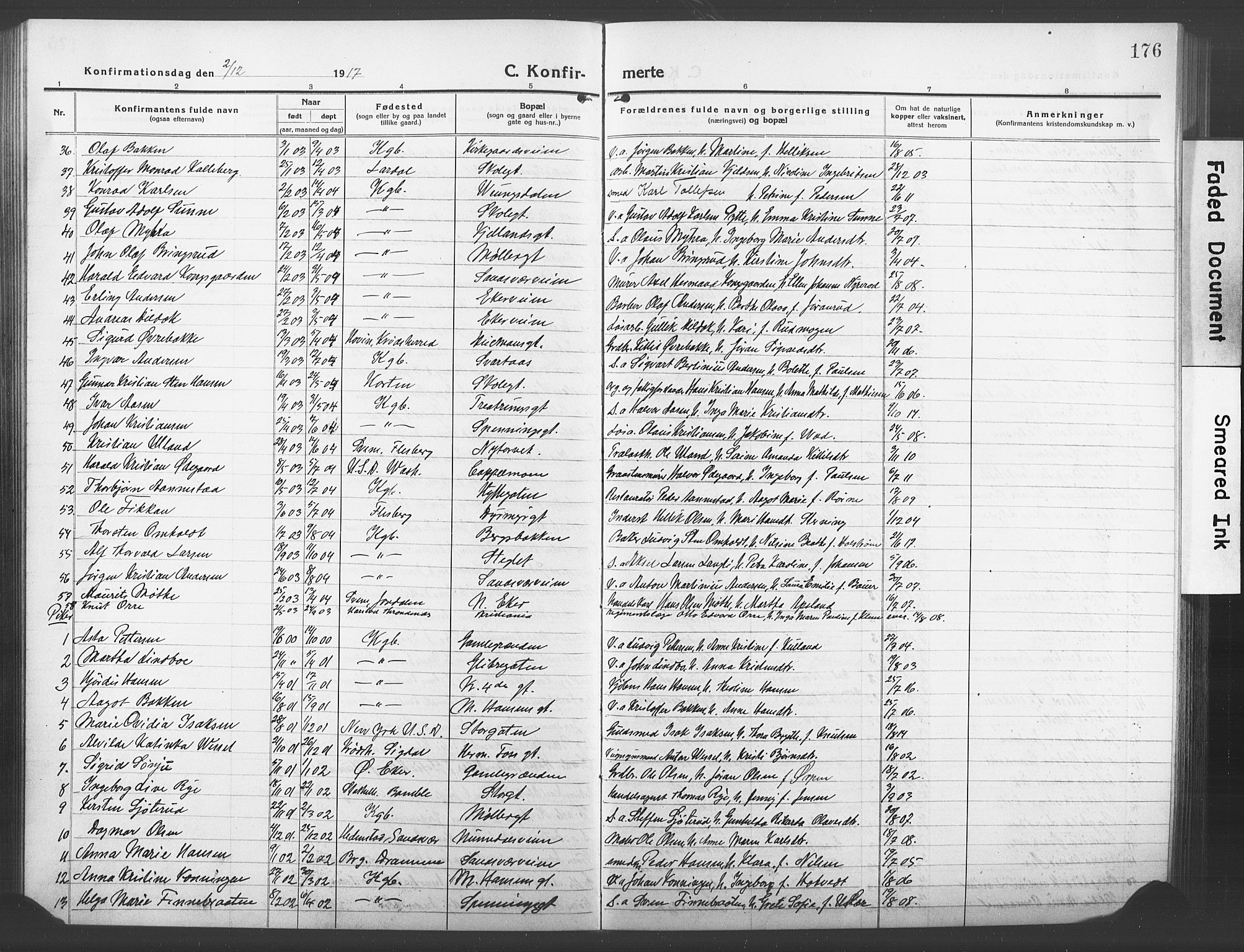 Kongsberg kirkebøker, SAKO/A-22/G/Ga/L0008: Parish register (copy) no. 8, 1915-1932, p. 176