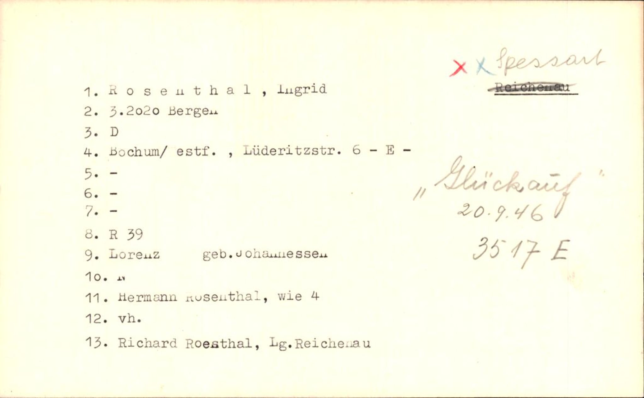 Hjemsendte tyskere , RA/RAFA-6487/D/Db/L0023: Rosenthal-Schmick, 1945-1947, p. 3