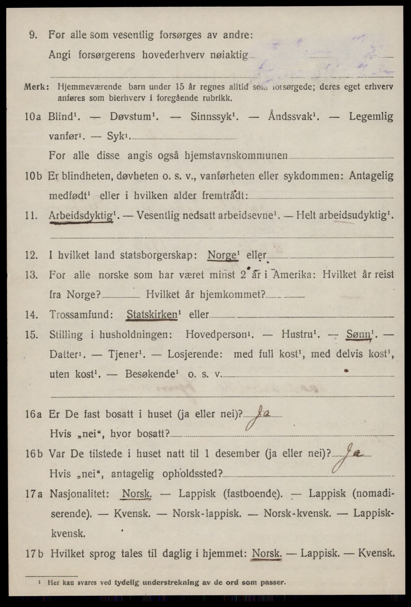 SAT, 1920 census for Bjugn, 1920, p. 494