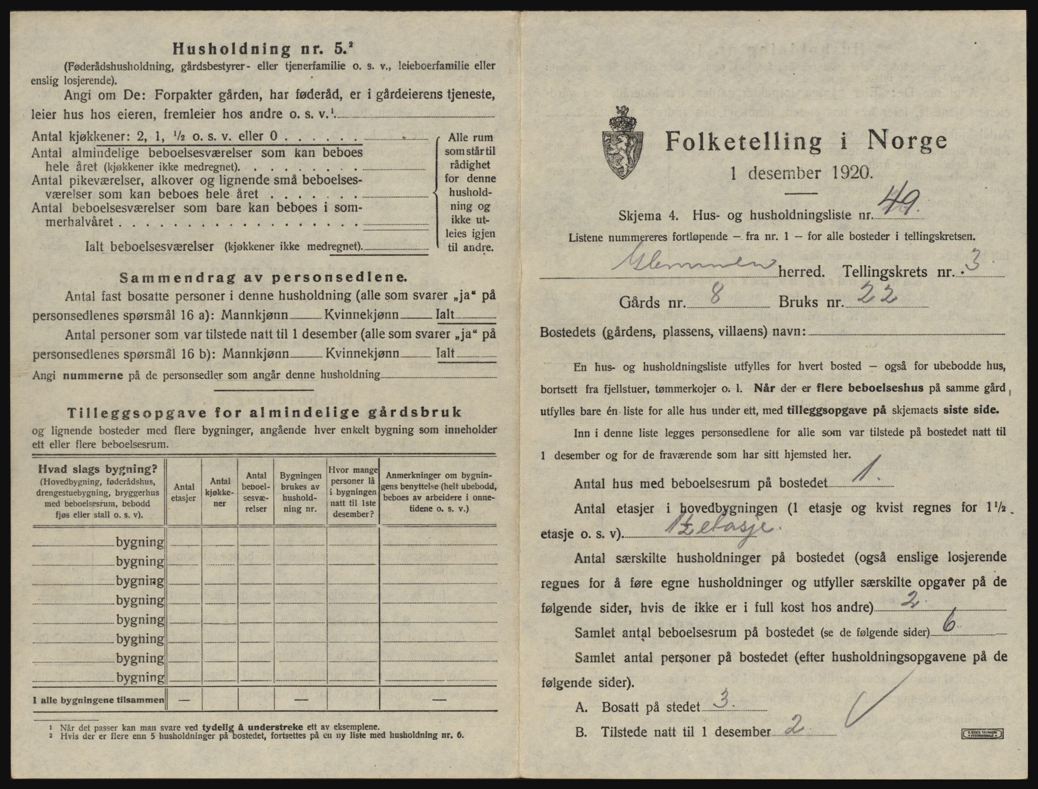 SAO, 1920 census for Glemmen, 1920, p. 547