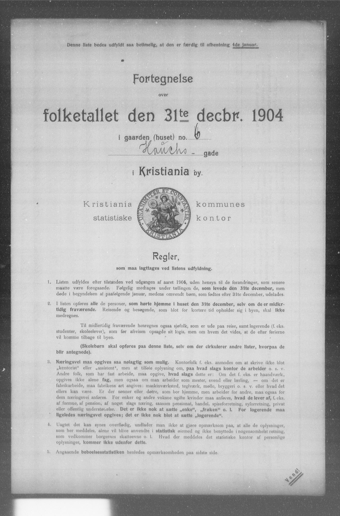 OBA, Municipal Census 1904 for Kristiania, 1904, p. 7039