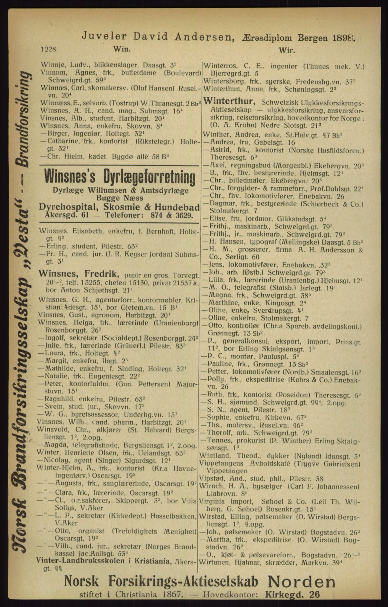 Kristiania/Oslo adressebok, PUBL/-, 1916, p. 1228