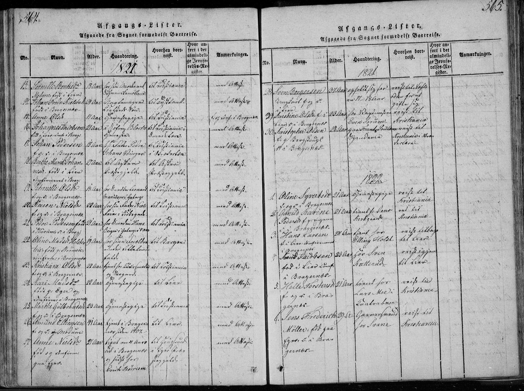 Bragernes kirkebøker, SAKO/A-6/F/Fa/L0007: Parish register (official) no. I 7, 1815-1829, p. 564-565