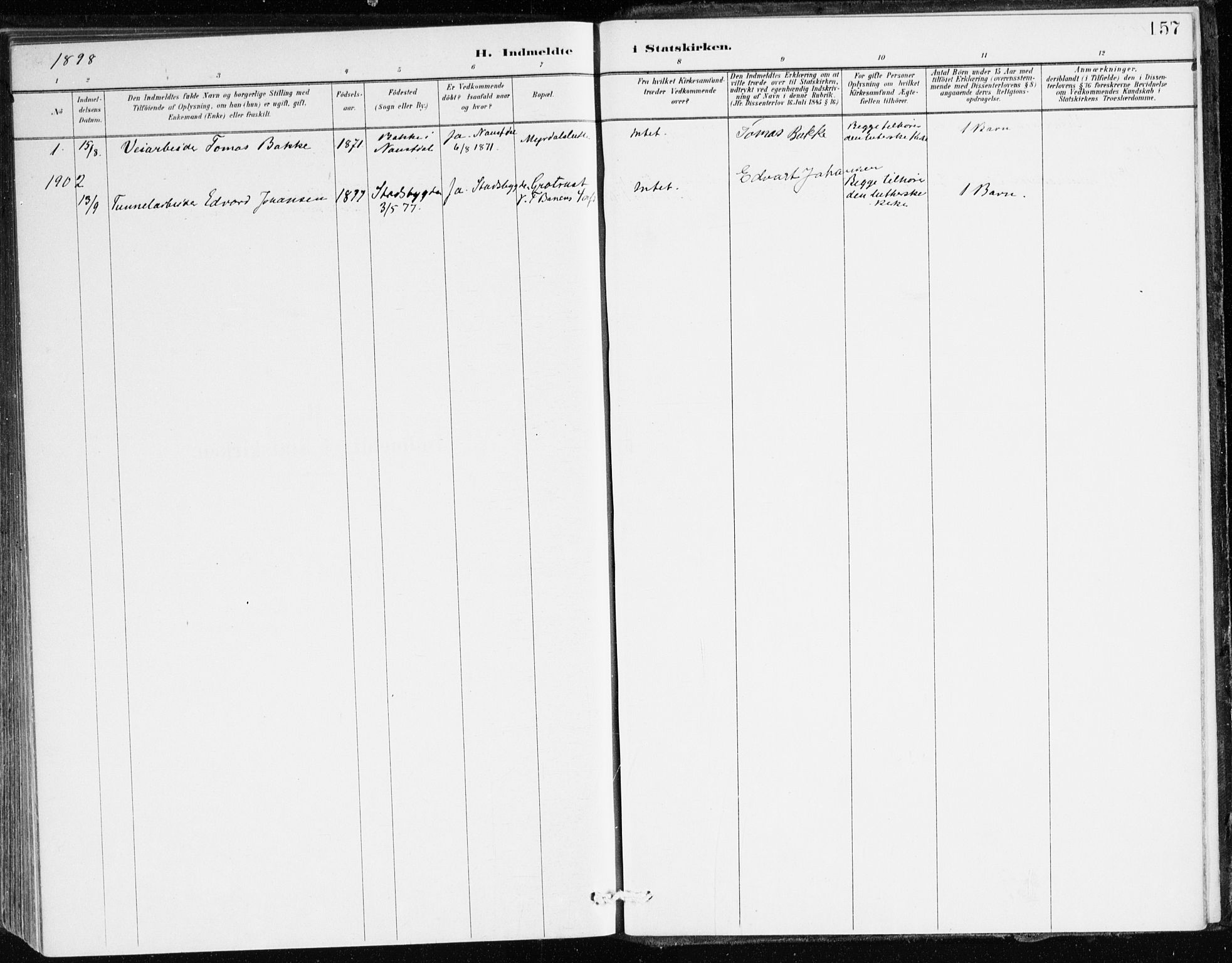 Aurland sokneprestembete, SAB/A-99937/H/Ha/Hac/L0001: Parish register (official) no. C 1, 1880-1921, p. 157