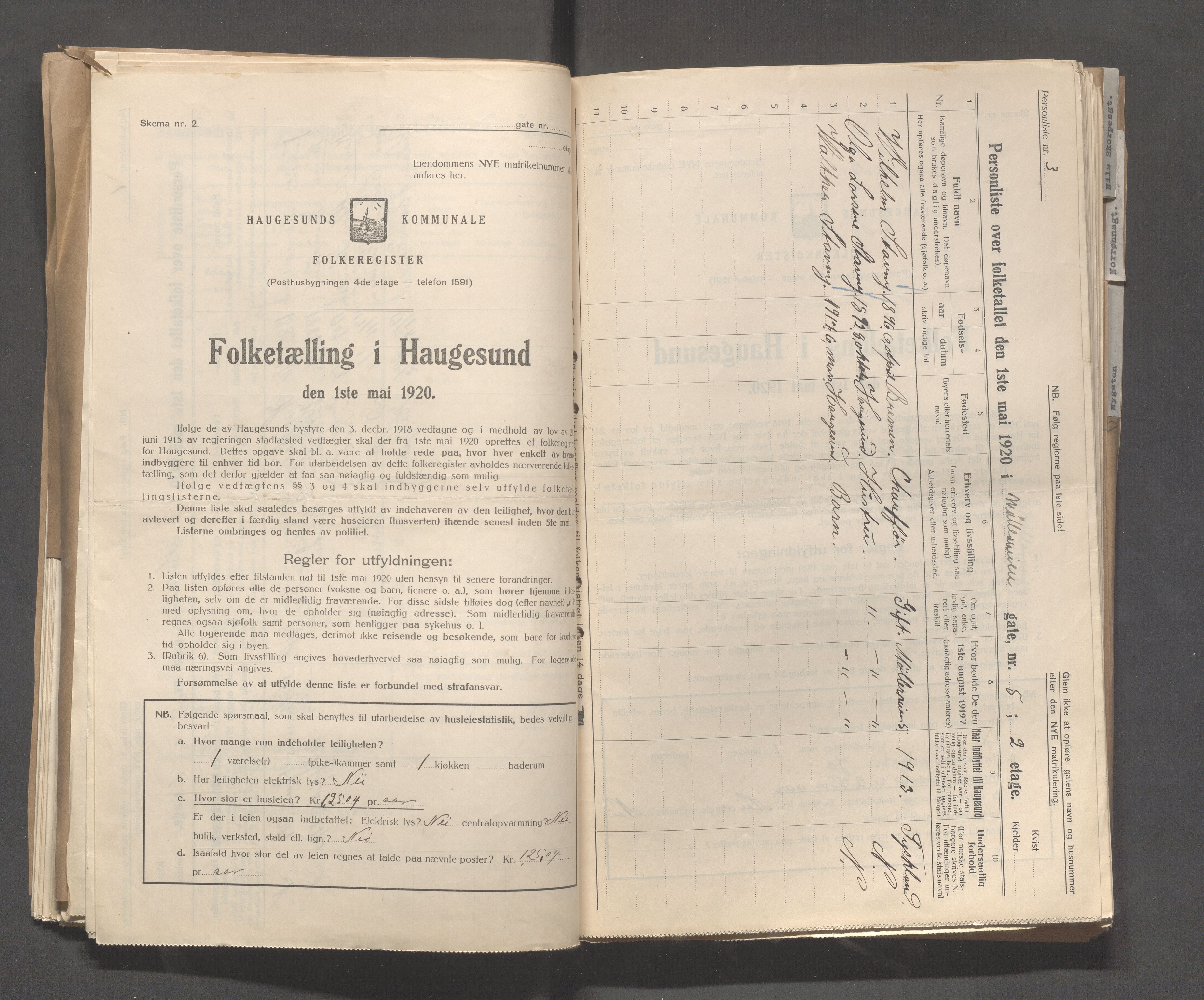 IKAR, Local census 1.5.1920 for Haugesund, 1920, p. 2898