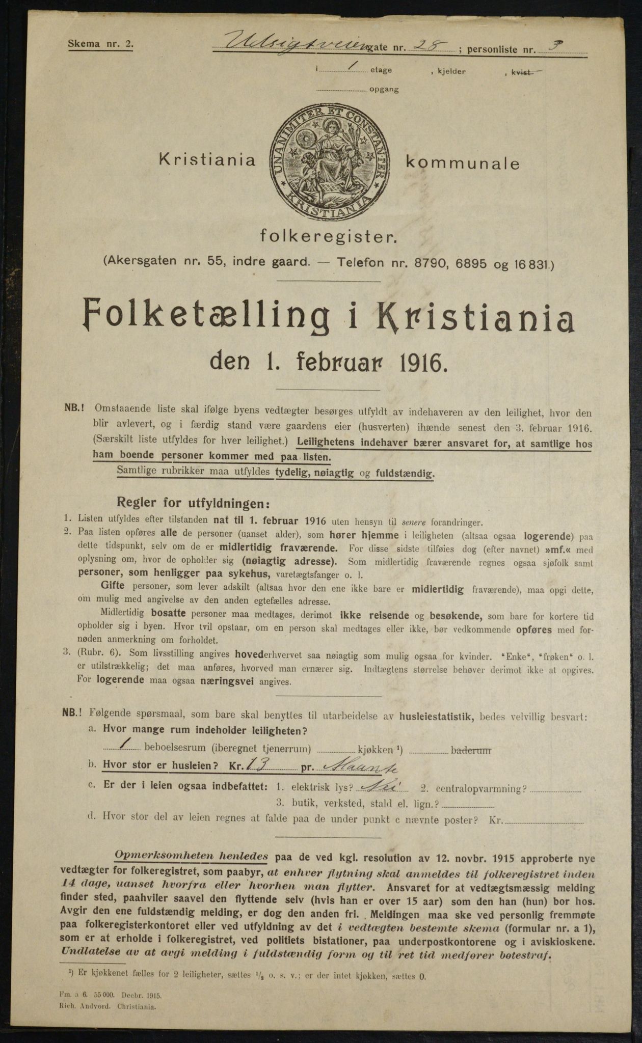 OBA, Municipal Census 1916 for Kristiania, 1916, p. 125110