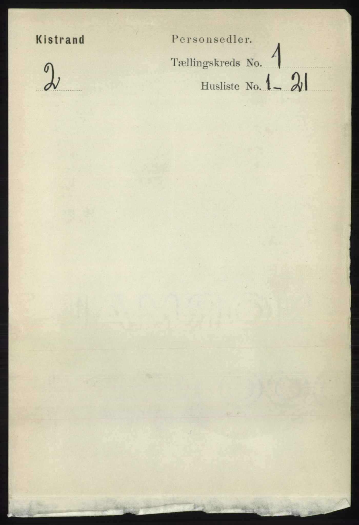 RA, 1891 census for 2020 Kistrand, 1891, p. 84