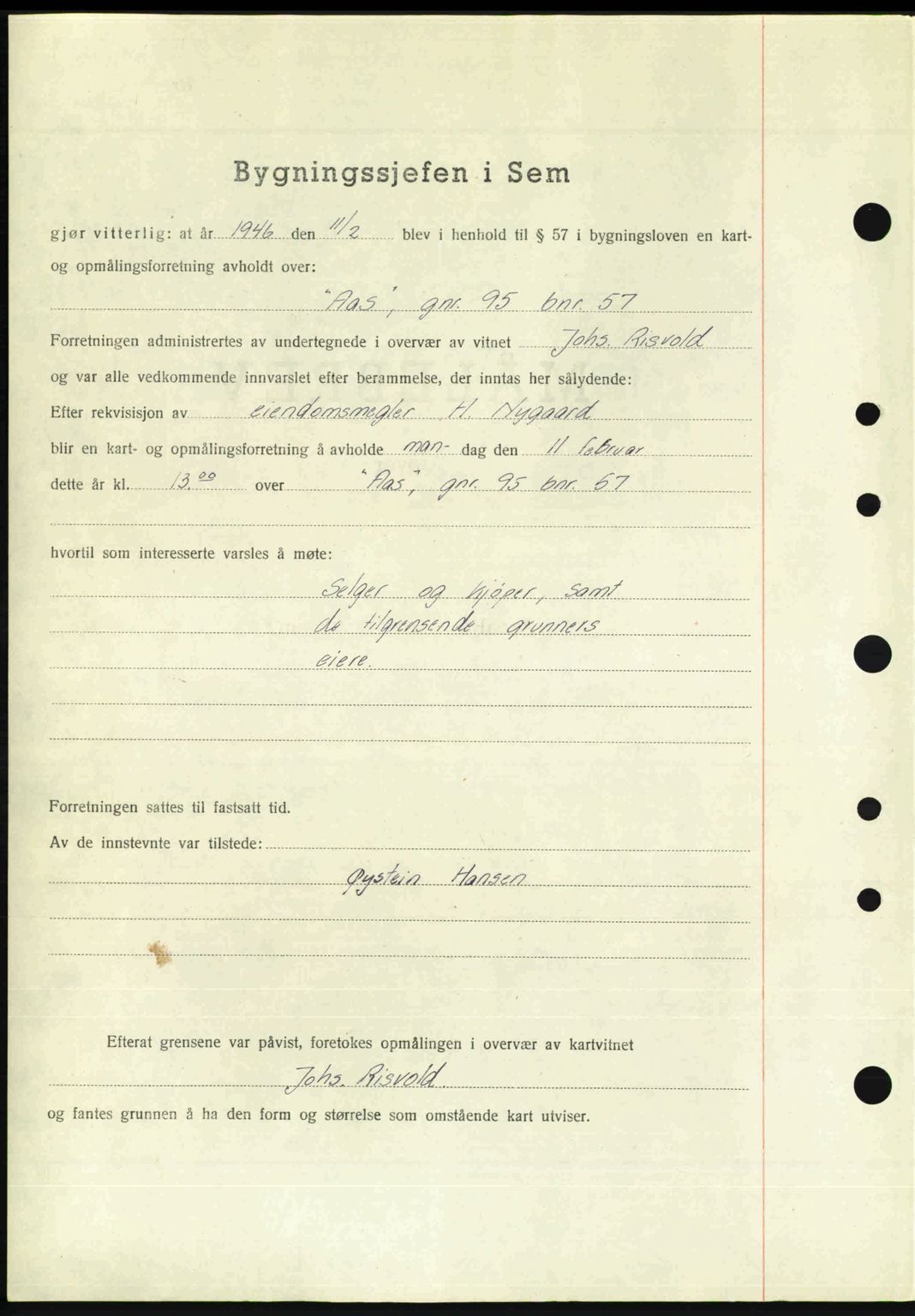 Jarlsberg sorenskriveri, SAKO/A-131/G/Ga/Gaa/L0018b: Mortgage book no. A-18b, 1946-1946, Diary no: : 439/1946