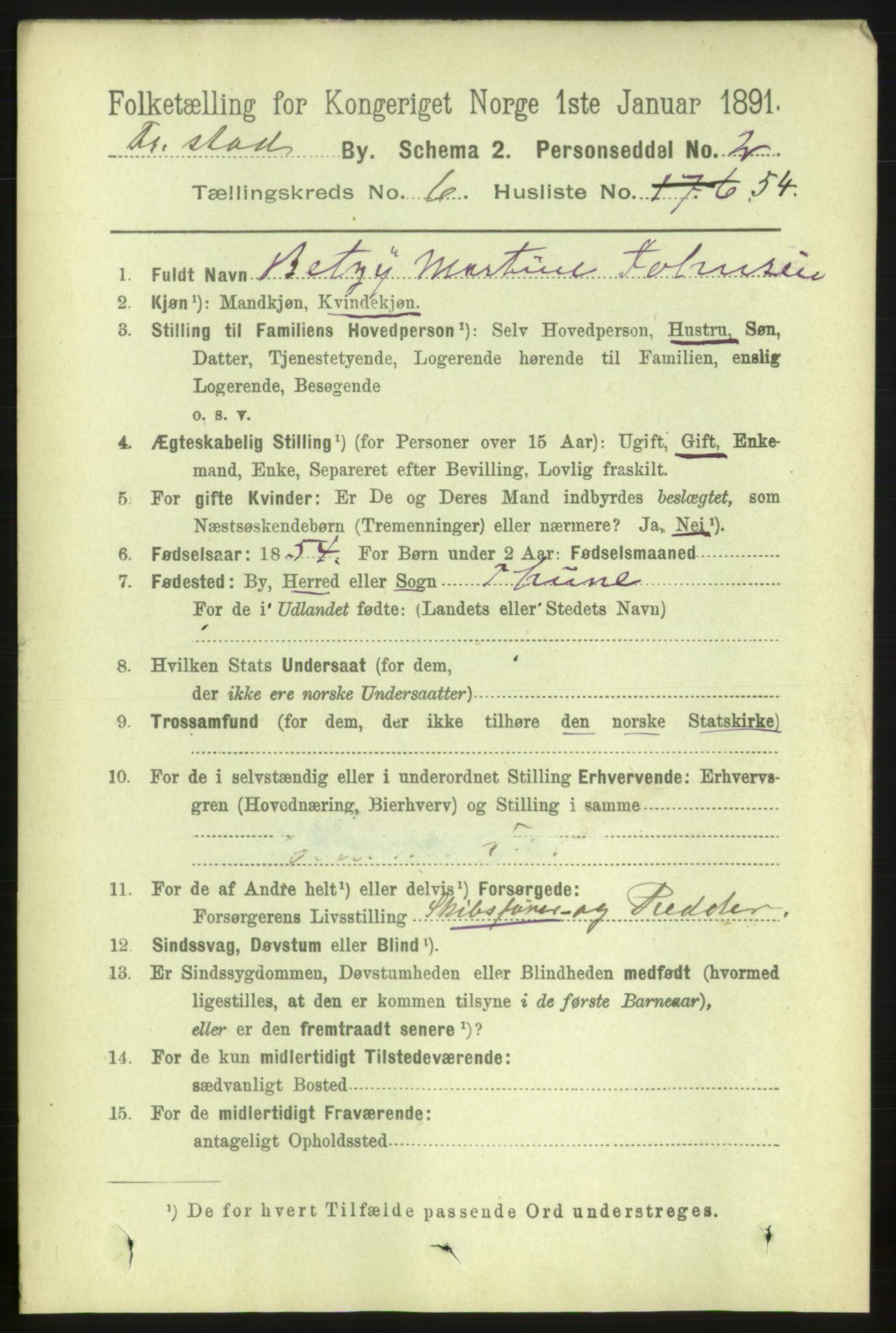 RA, 1891 census for 0103 Fredrikstad, 1891, p. 8148