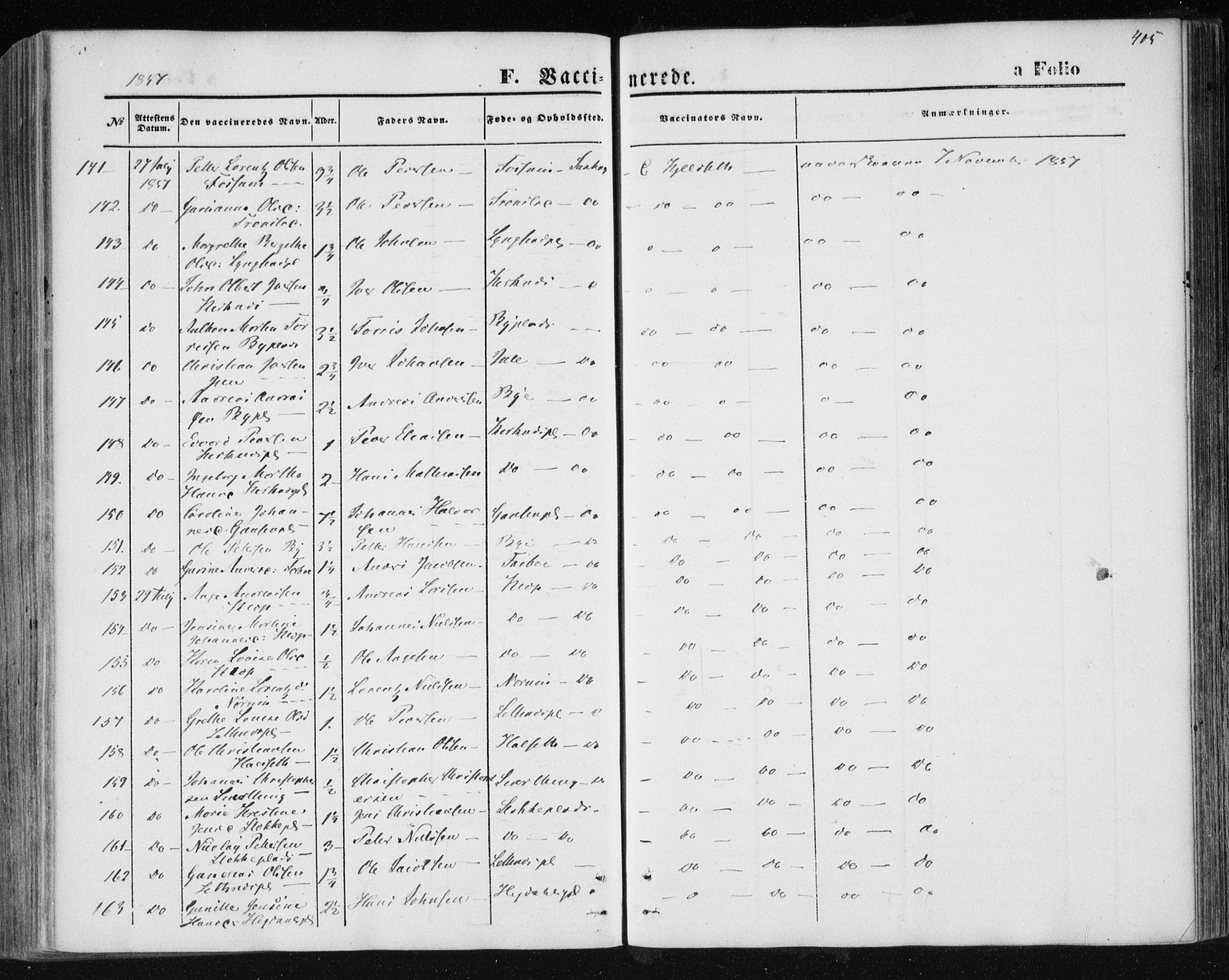 Ministerialprotokoller, klokkerbøker og fødselsregistre - Nord-Trøndelag, AV/SAT-A-1458/730/L0283: Parish register (official) no. 730A08, 1855-1865, p. 405