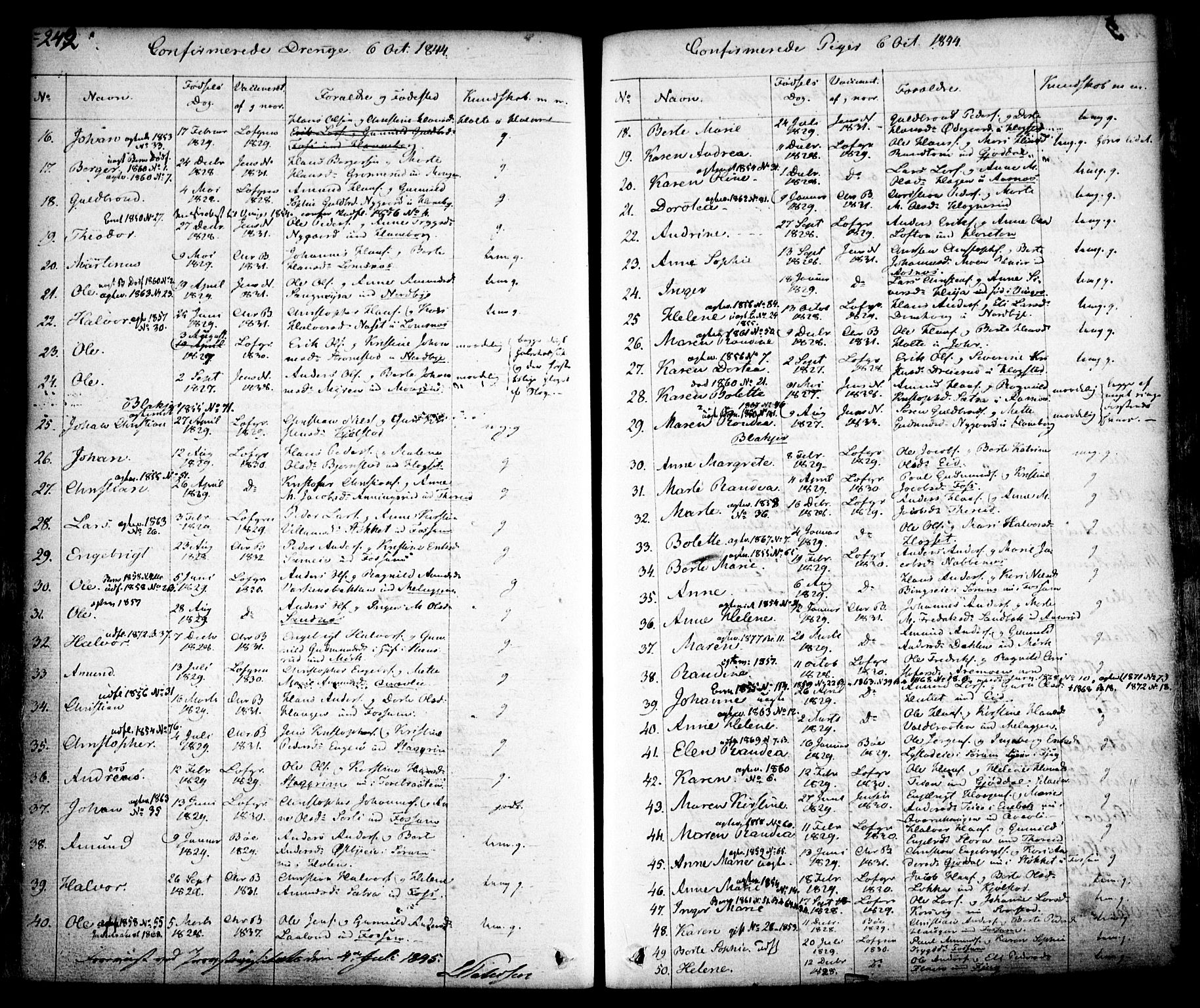 Aurskog prestekontor Kirkebøker, SAO/A-10304a/F/Fa/L0006: Parish register (official) no. I 6, 1829-1853, p. 242