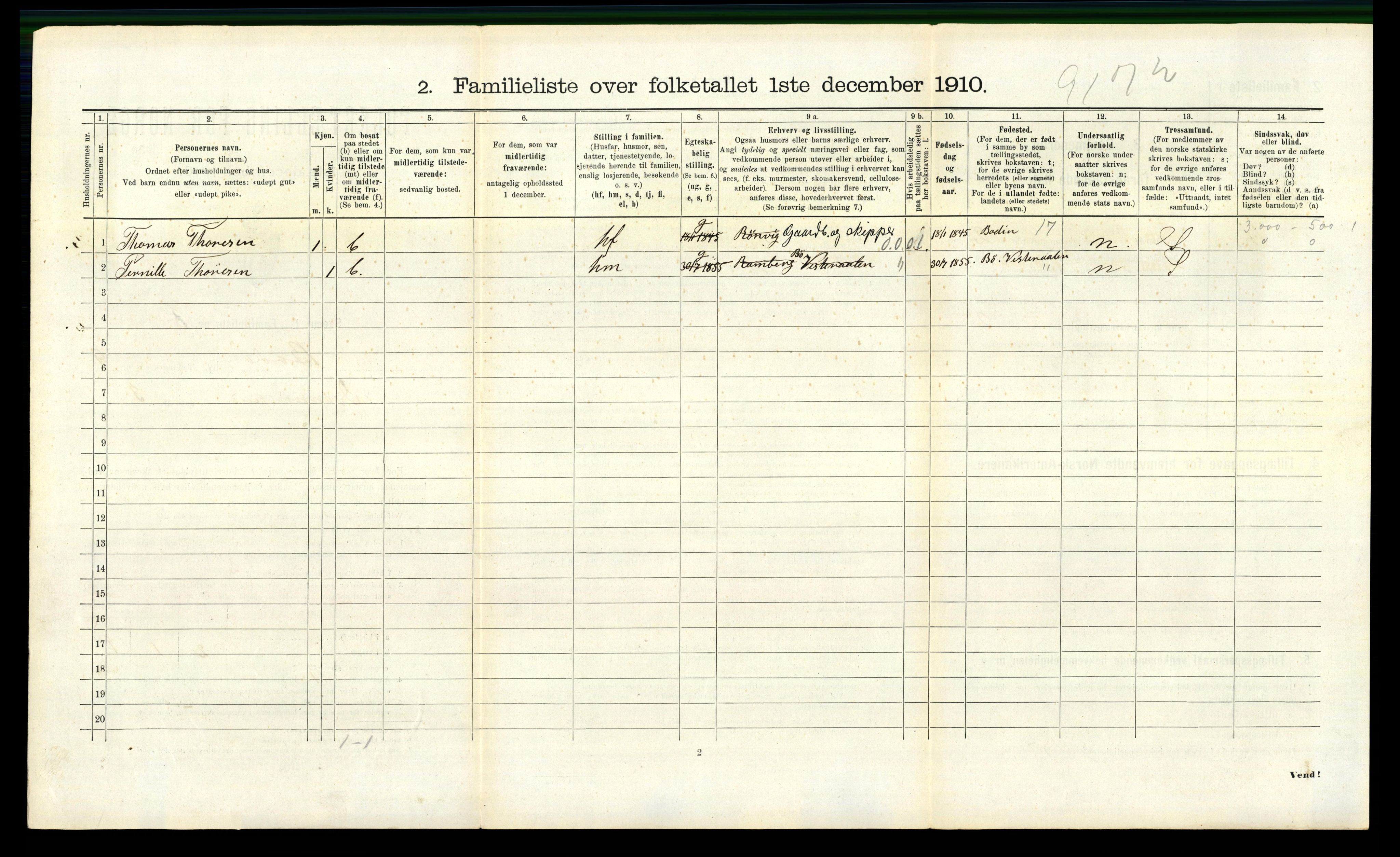 RA, 1910 census for Bodø, 1910, p. 2526