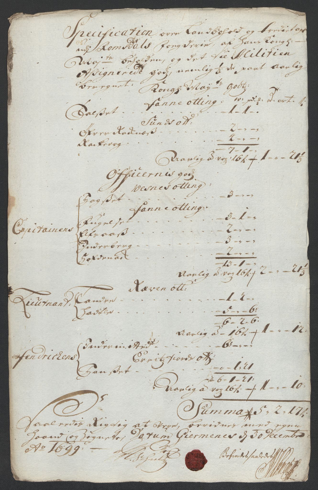 Rentekammeret inntil 1814, Reviderte regnskaper, Fogderegnskap, RA/EA-4092/R55/L3654: Fogderegnskap Romsdal, 1699-1700, p. 104