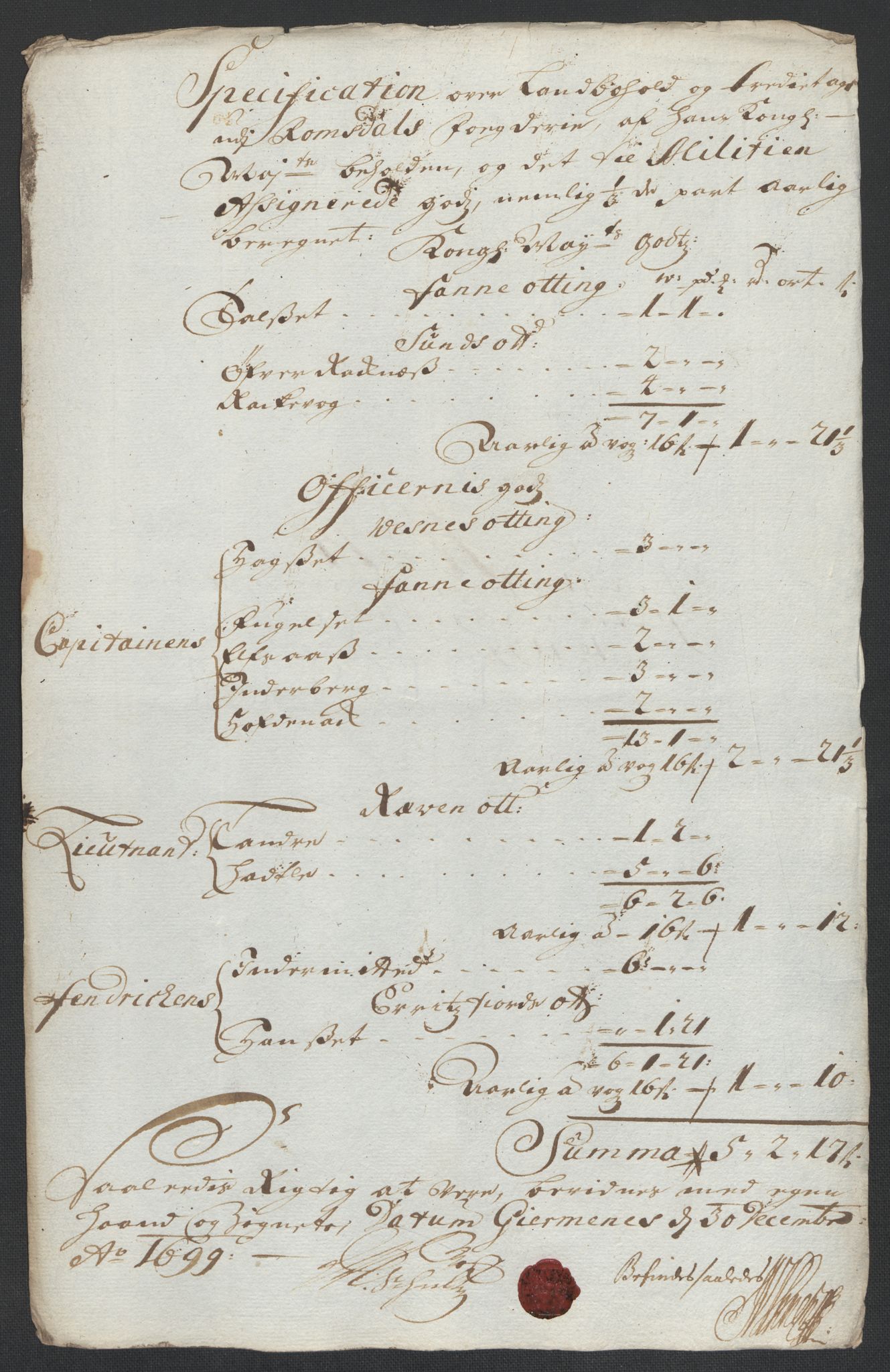 Rentekammeret inntil 1814, Reviderte regnskaper, Fogderegnskap, AV/RA-EA-4092/R55/L3654: Fogderegnskap Romsdal, 1699-1700, p. 104