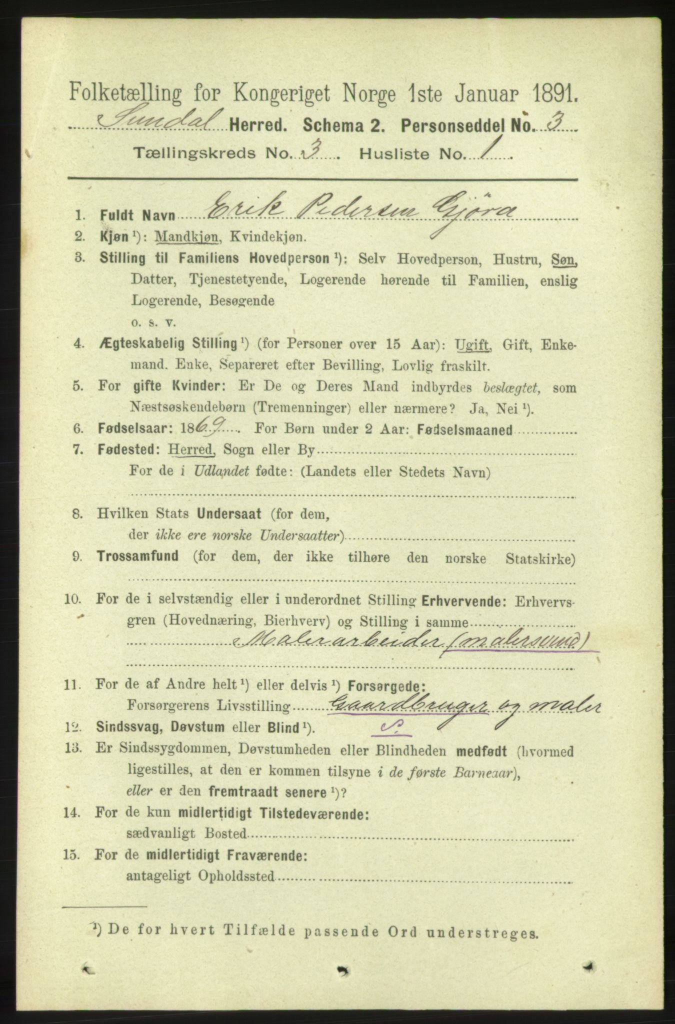 RA, 1891 census for 1563 Sunndal, 1891, p. 648