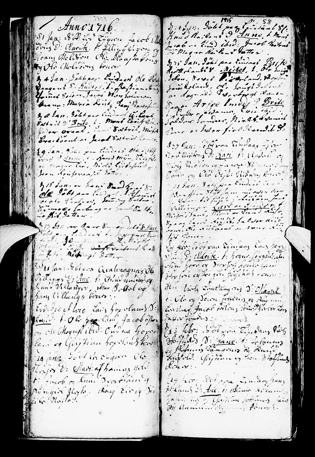 Lindås Sokneprestembete, SAB/A-76701/H/Haa: Parish register (official) no. A 1, 1699-1746, p. 58