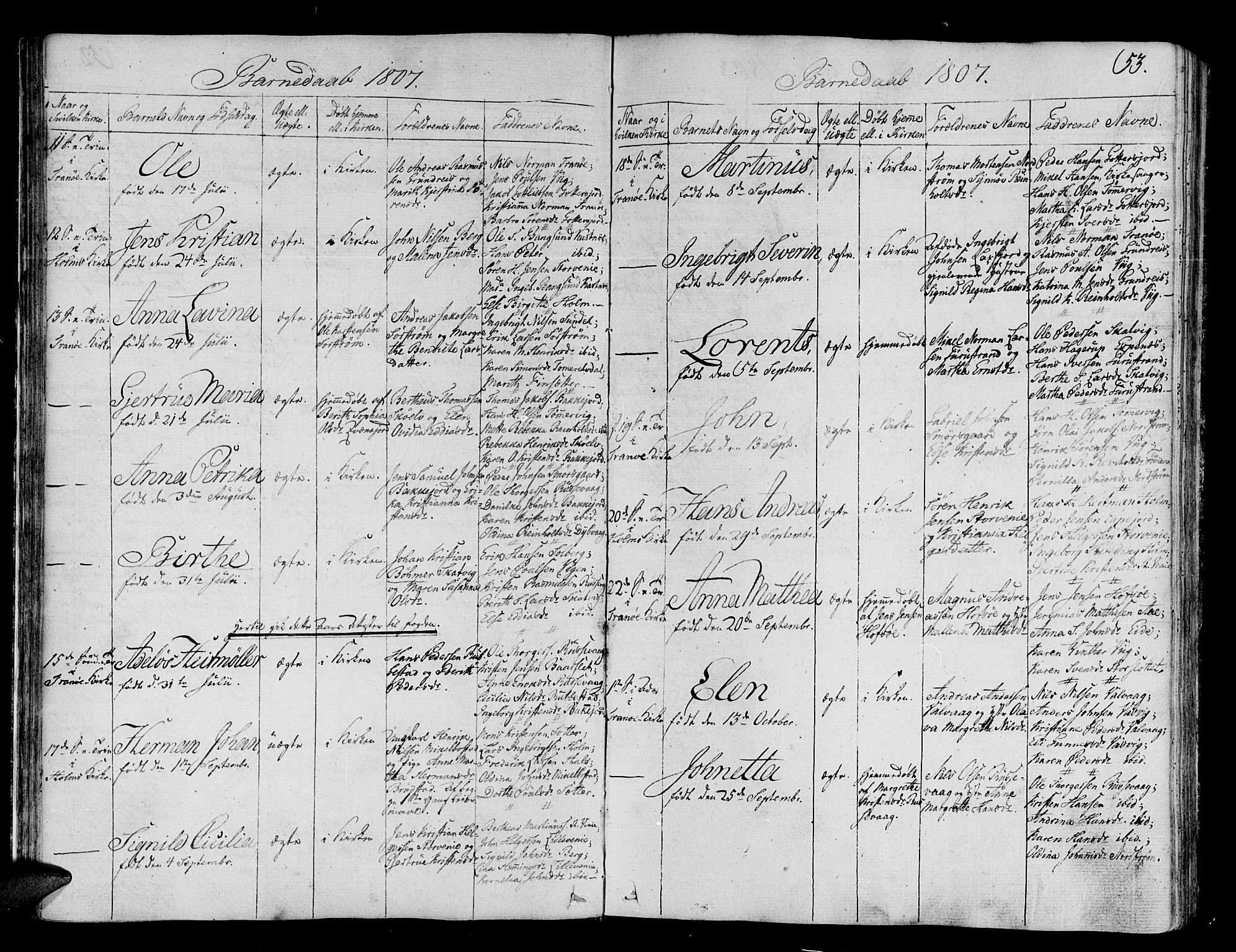 Tranøy sokneprestkontor, SATØ/S-1313/I/Ia/Iaa/L0003kirke: Parish register (official) no. 3, 1807-1820, p. 53