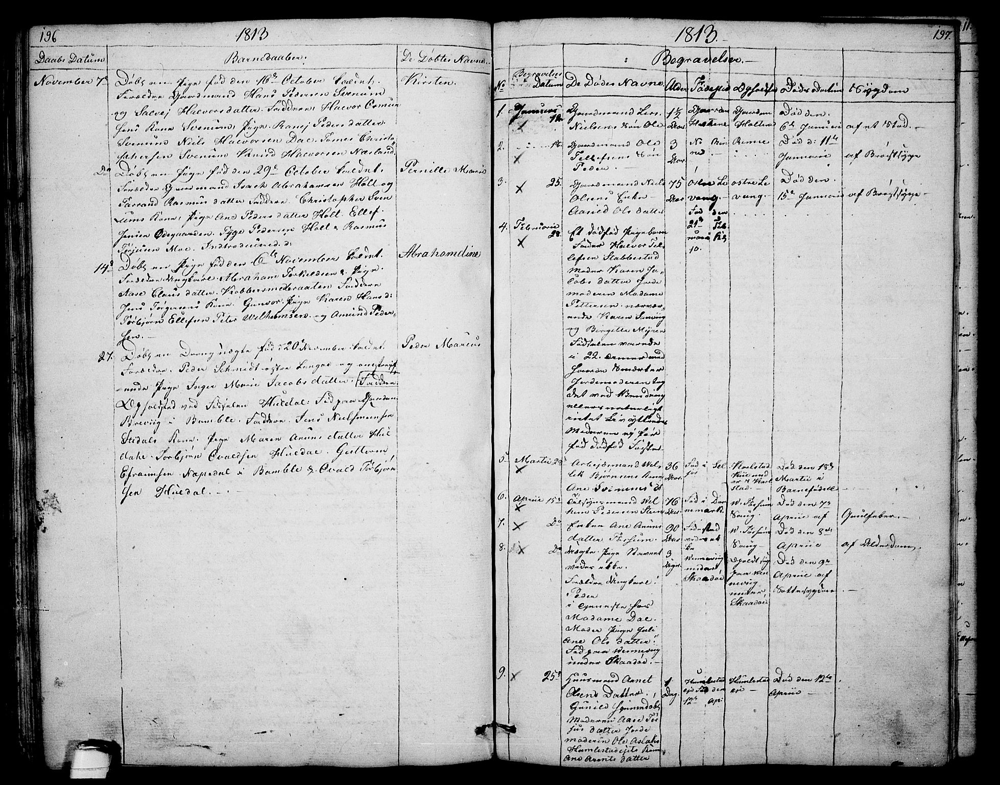 Sannidal kirkebøker, SAKO/A-296/F/Fa/L0003: Parish register (official) no. 3, 1803-1813, p. 196-197