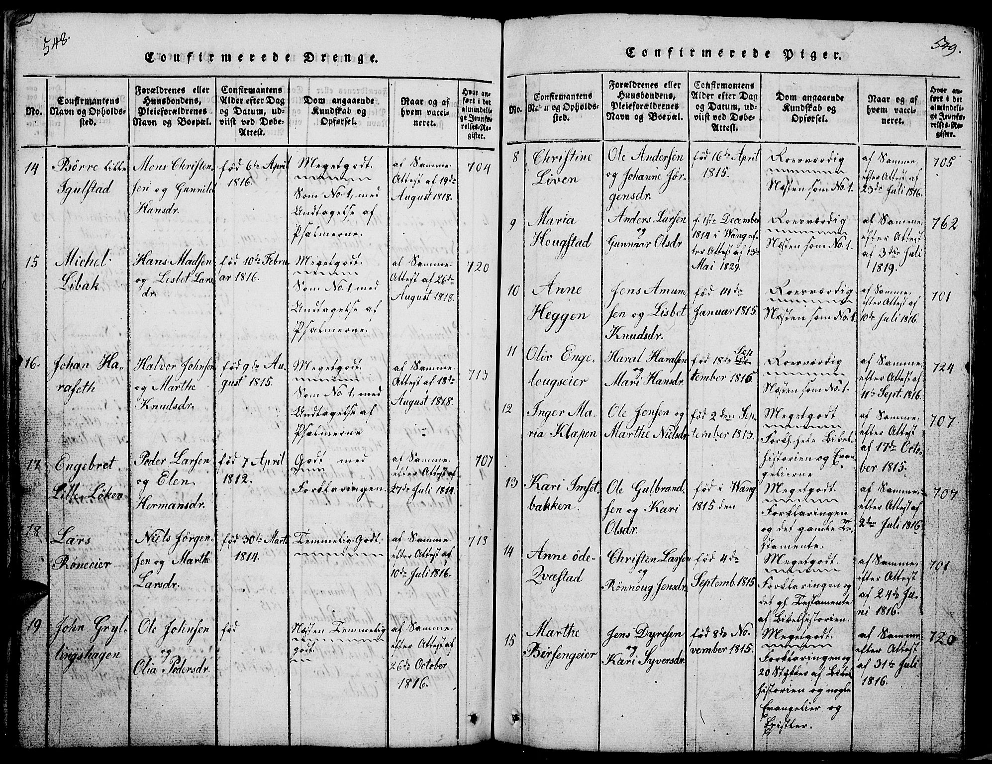 Løten prestekontor, AV/SAH-PREST-022/L/La/L0001: Parish register (copy) no. 1, 1812-1832, p. 548-549