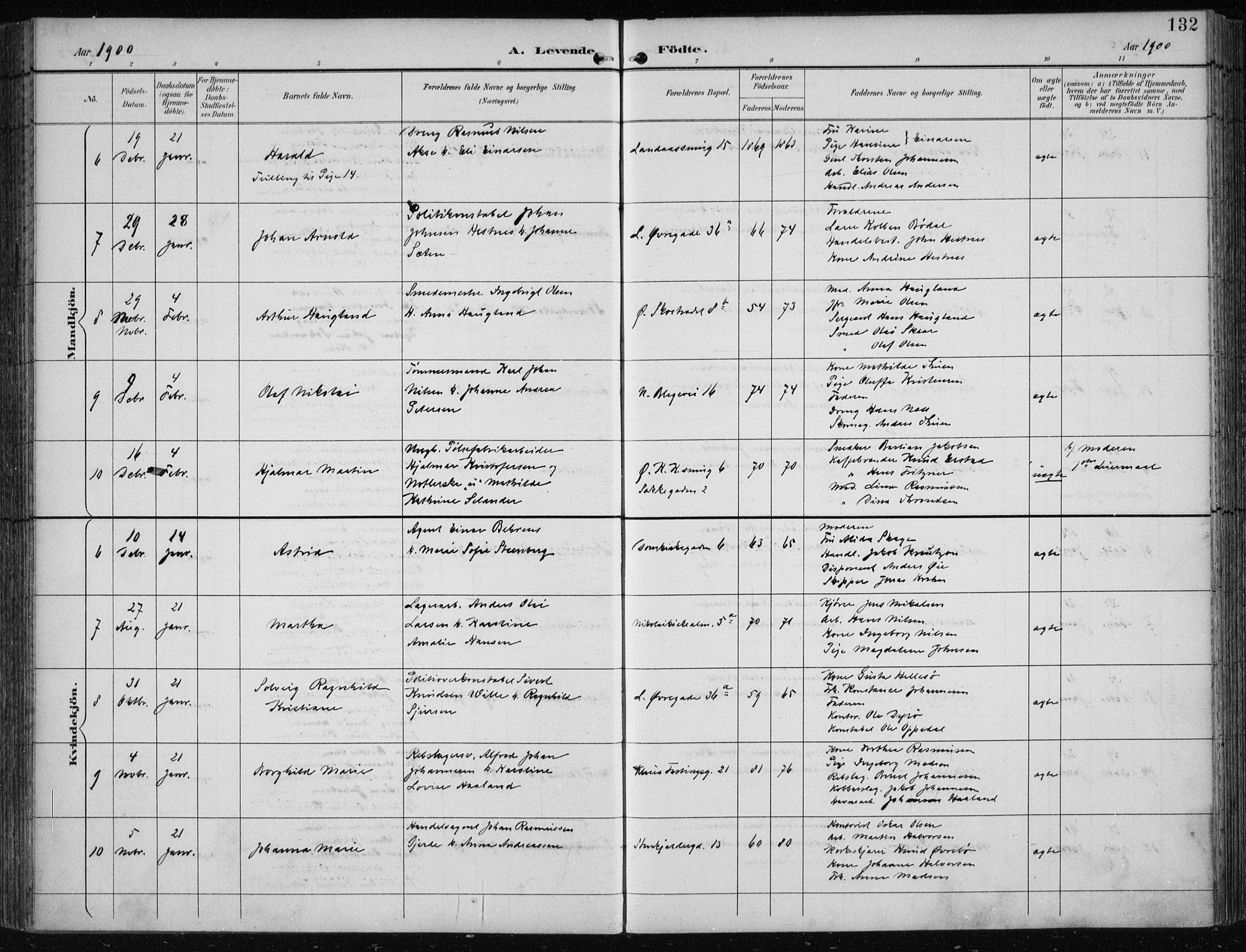 Korskirken sokneprestembete, AV/SAB-A-76101/H/Hab: Parish register (copy) no. B 10, 1896-1905, p. 132