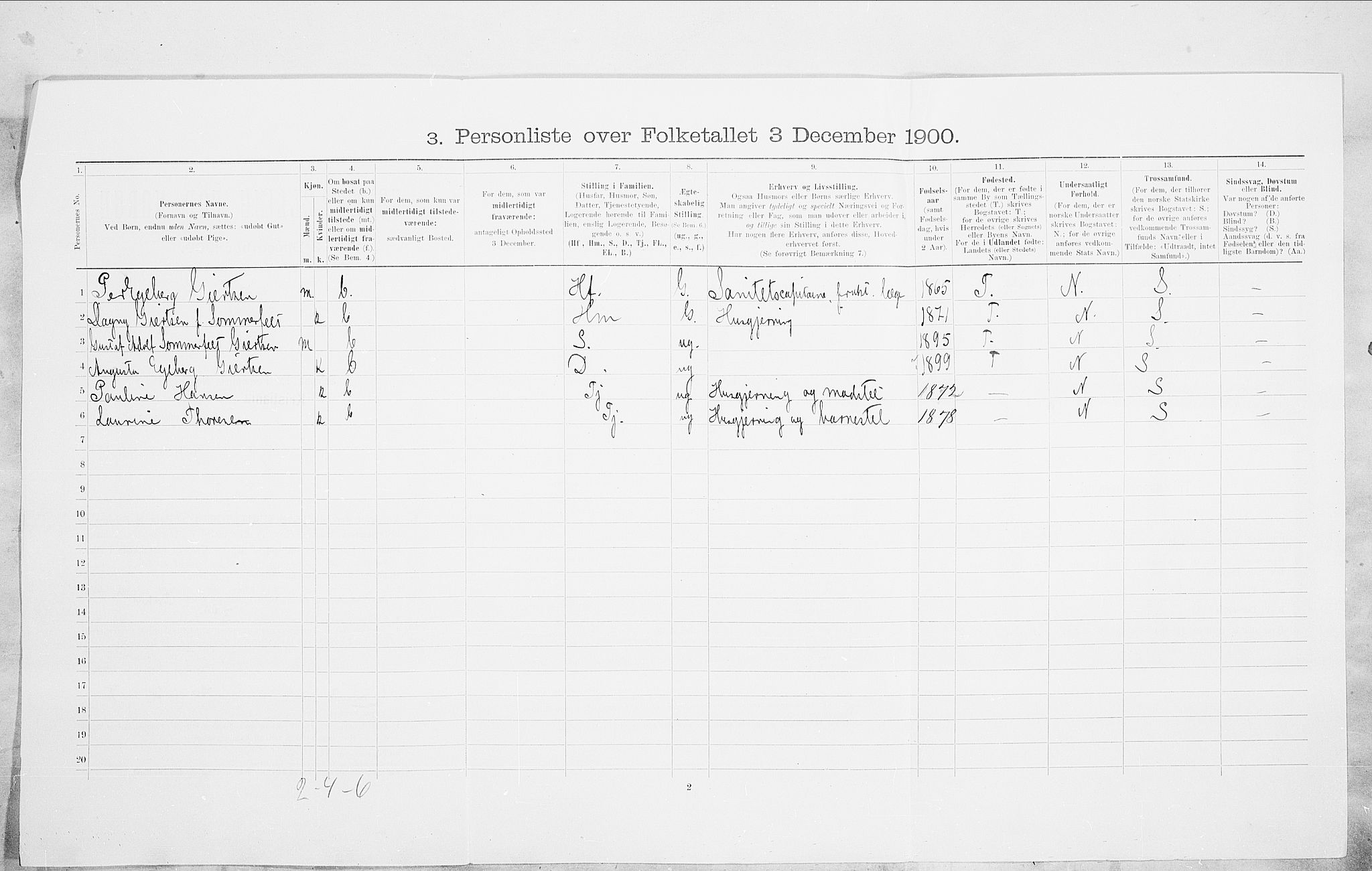 SAO, 1900 census for Kristiania, 1900, p. 90087