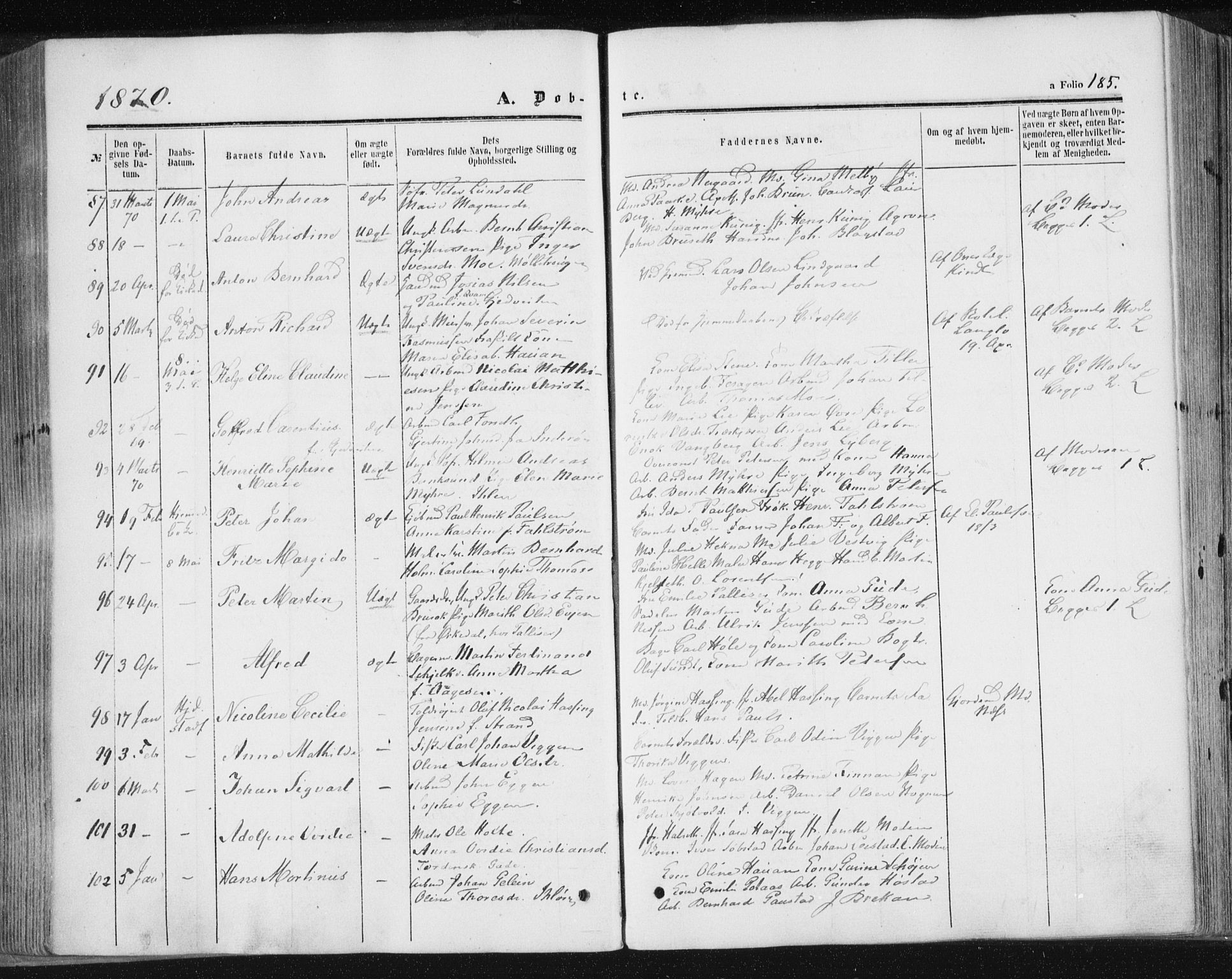 Ministerialprotokoller, klokkerbøker og fødselsregistre - Sør-Trøndelag, AV/SAT-A-1456/602/L0115: Parish register (official) no. 602A13, 1860-1872, p. 185