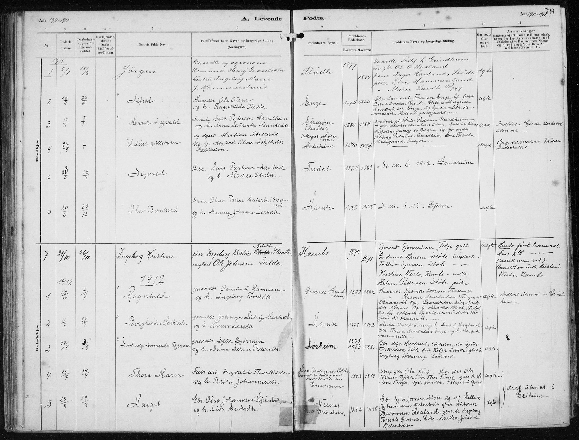 Etne sokneprestembete, SAB/A-75001/H/Haa: Parish register (official) no. B  1, 1879-1919, p. 78