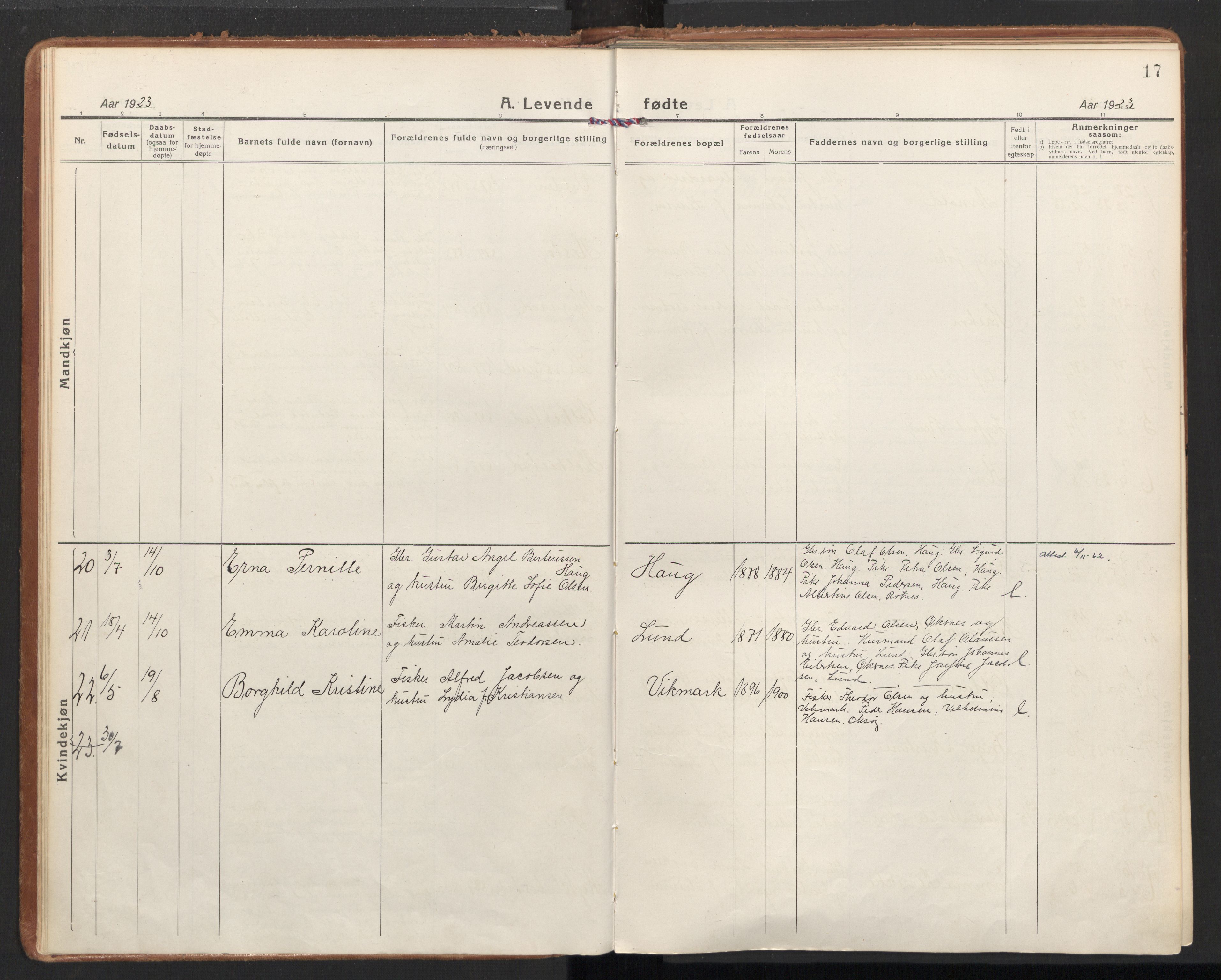Ministerialprotokoller, klokkerbøker og fødselsregistre - Nordland, SAT/A-1459/855/L0810: Parish register (official) no. 855A17, 1921-1939, p. 17
