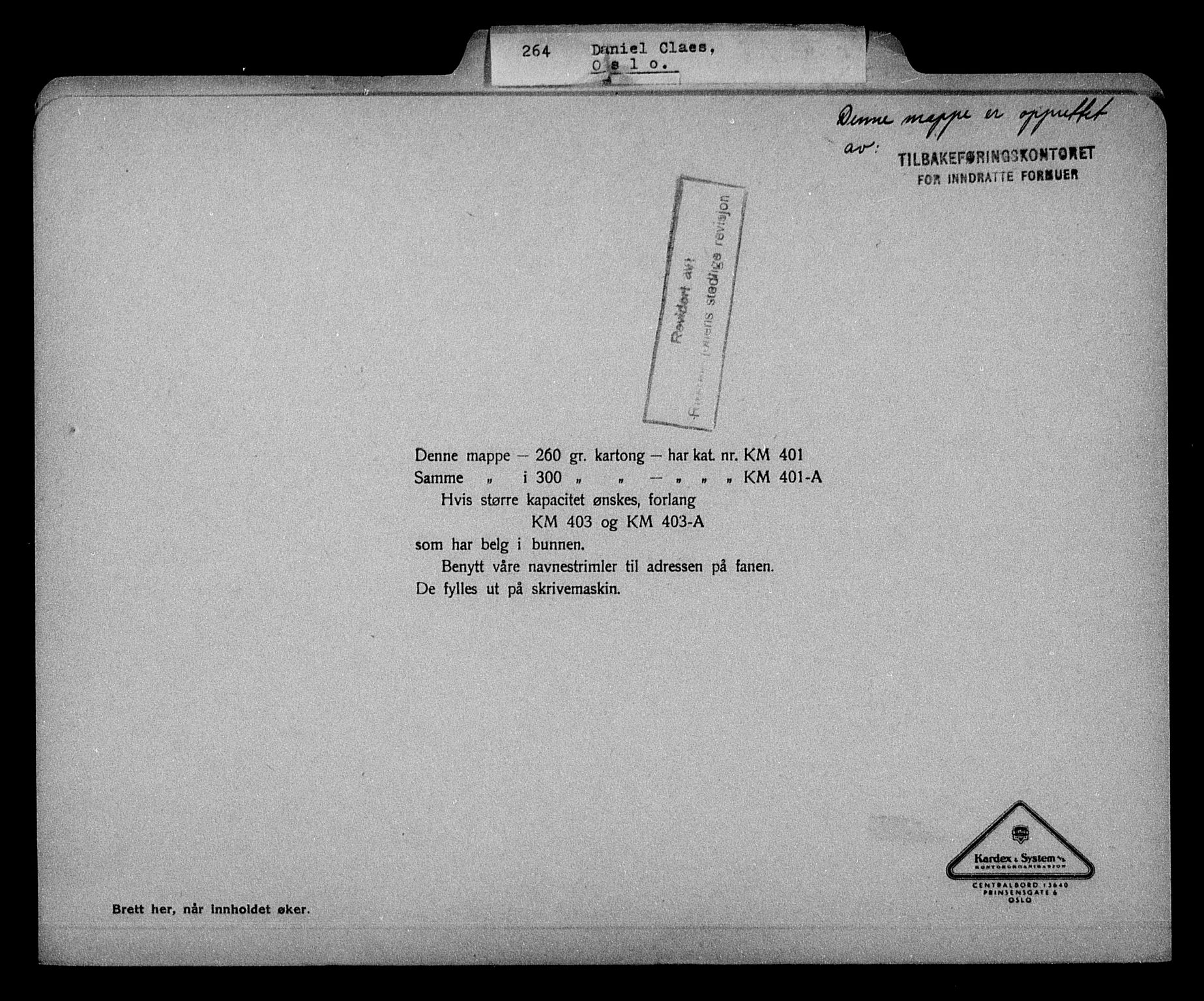 Justisdepartementet, Tilbakeføringskontoret for inndratte formuer, AV/RA-S-1564/H/Hc/Hcc/L0928: --, 1945-1947, p. 277