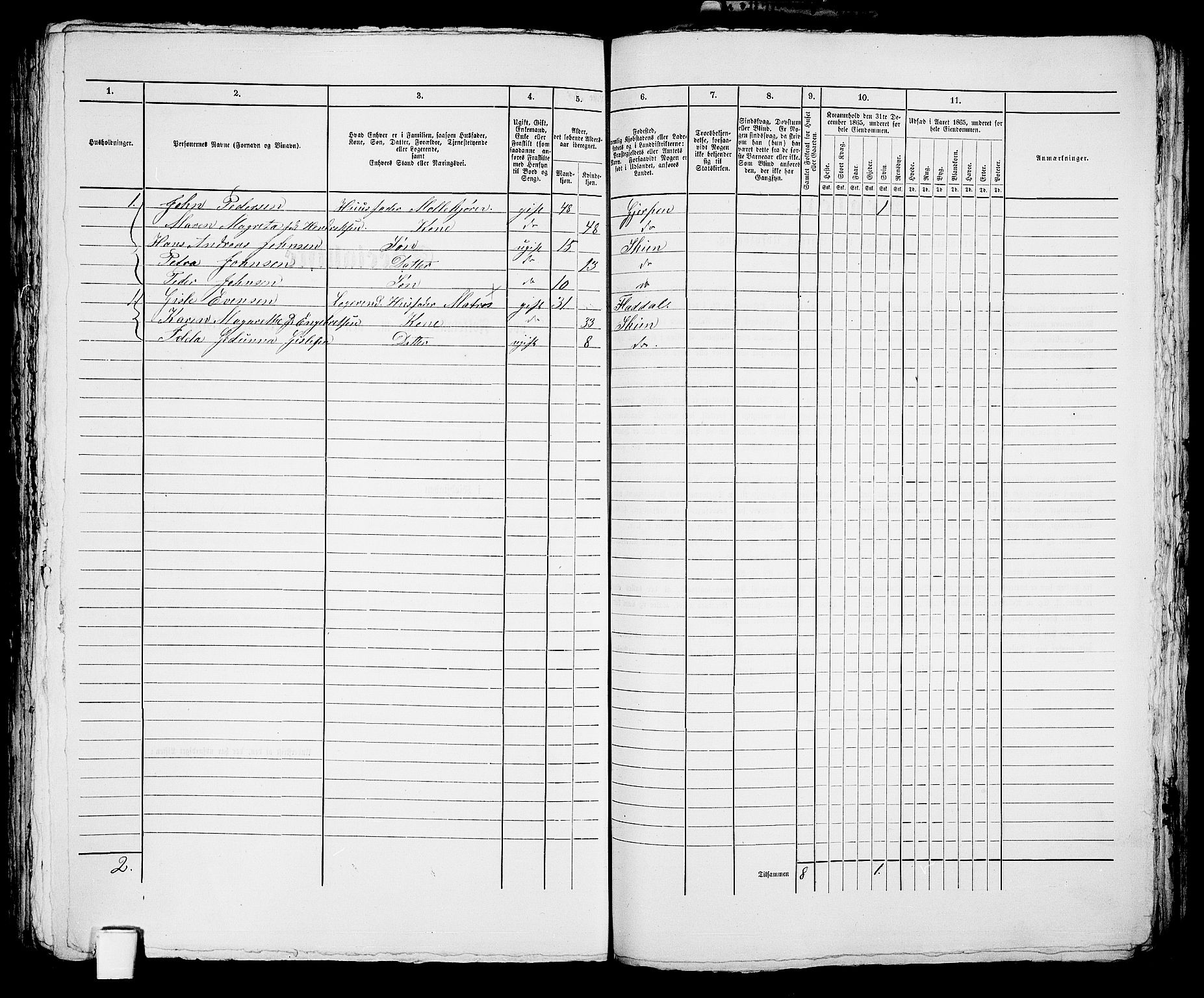 RA, 1865 census for Skien, 1865, p. 1159