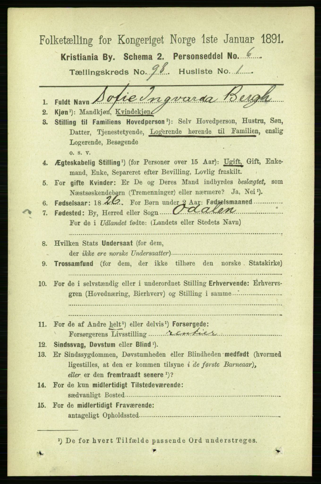 RA, 1891 census for 0301 Kristiania, 1891, p. 47705