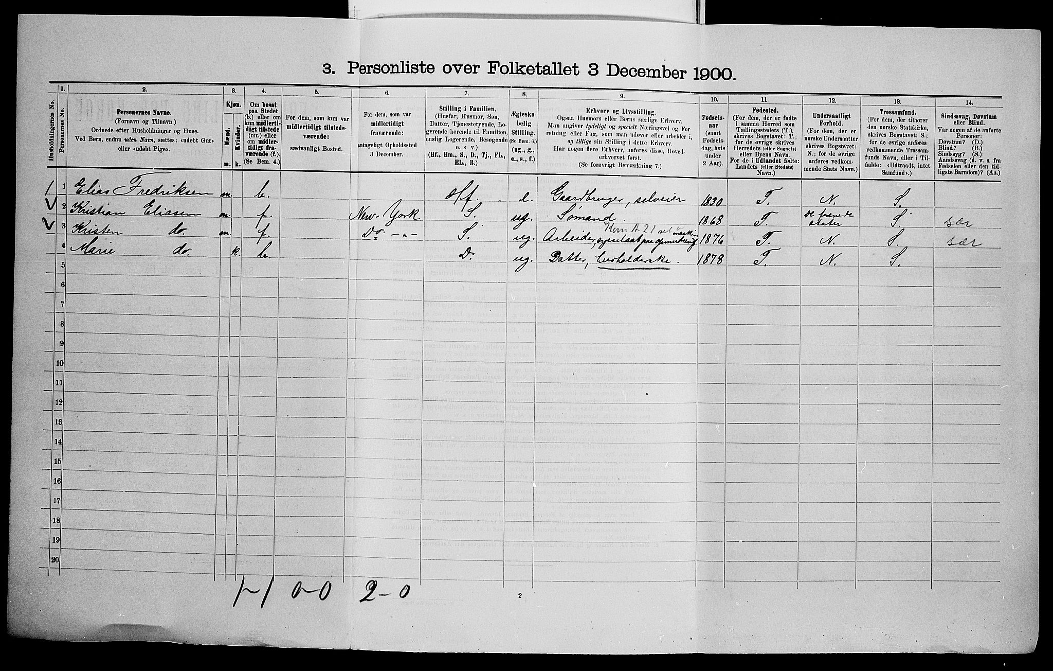 SAK, 1900 census for Herad, 1900, p. 174