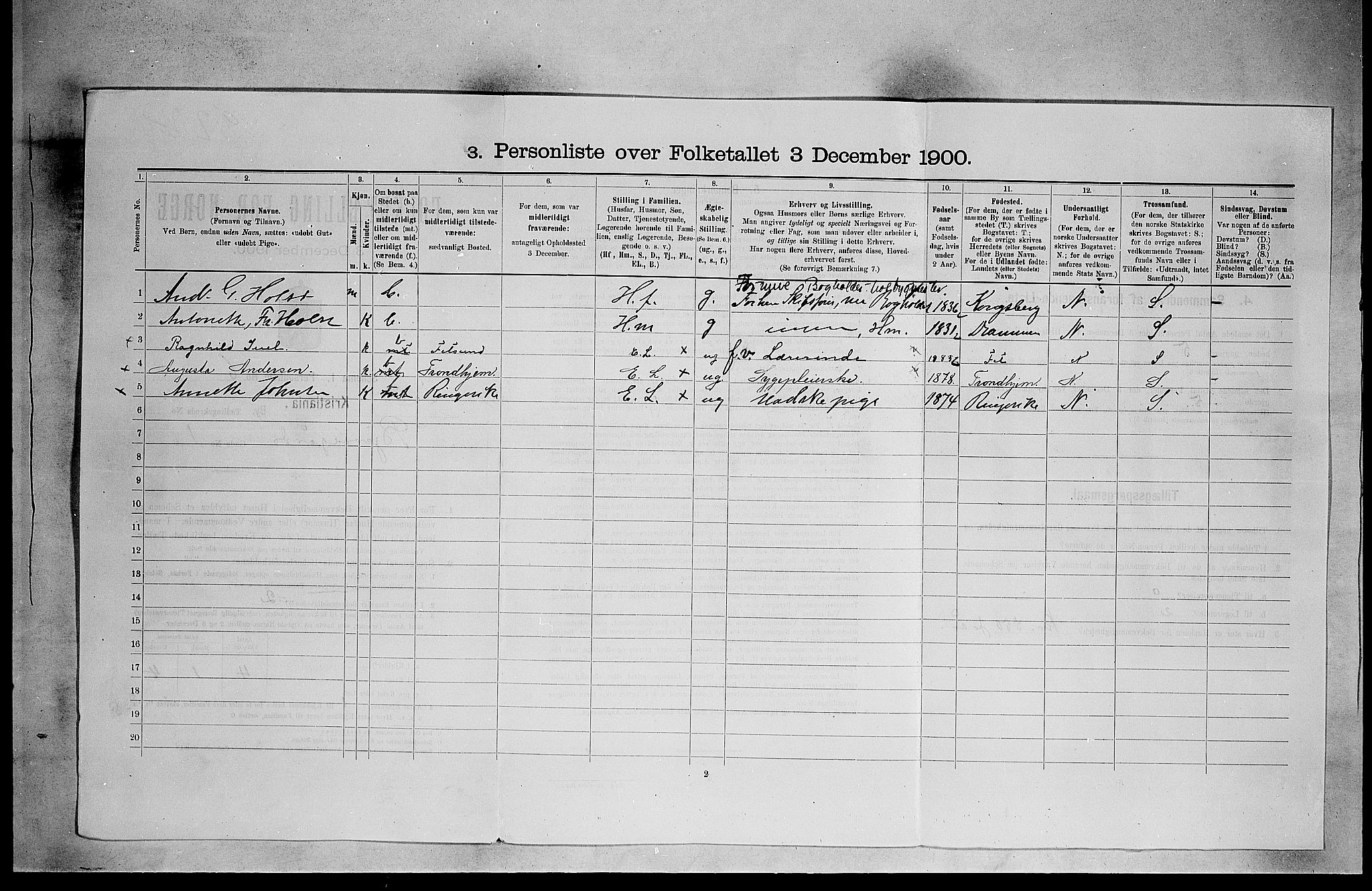 SAO, 1900 census for Kristiania, 1900, p. 5313