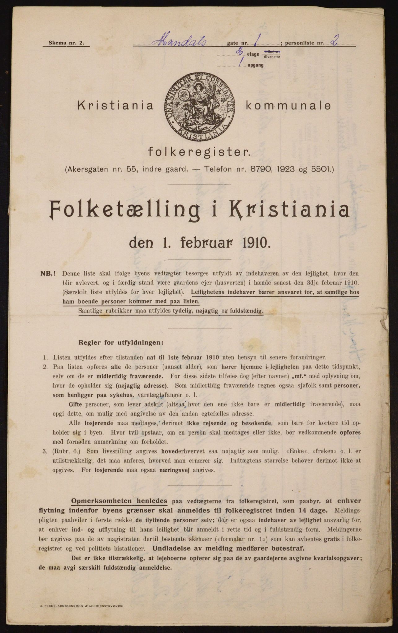 OBA, Municipal Census 1910 for Kristiania, 1910, p. 58087