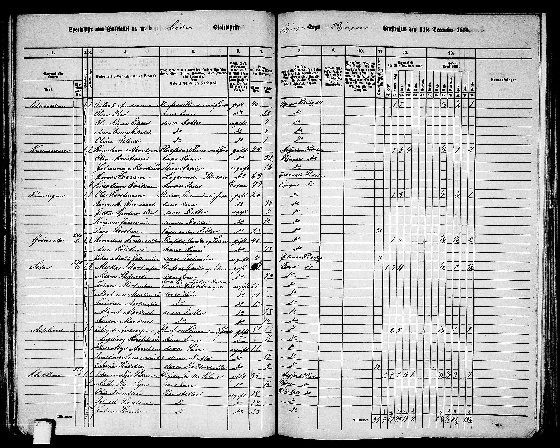 RA, 1865 census for Bjugn, 1865, p. 76