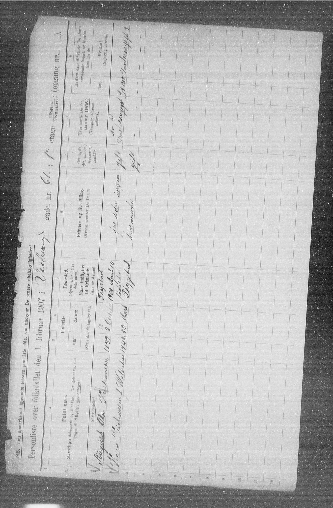 OBA, Municipal Census 1907 for Kristiania, 1907, p. 64178