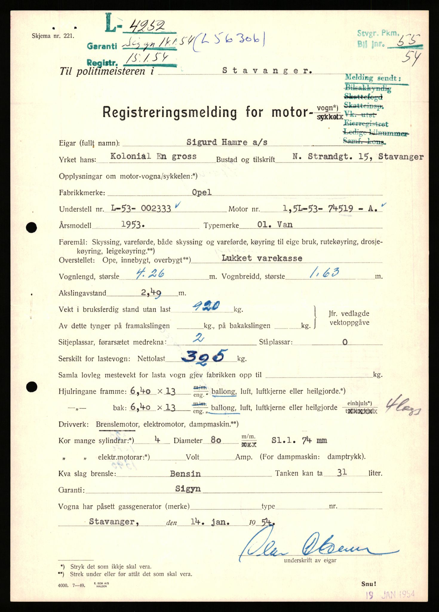 Stavanger trafikkstasjon, AV/SAST-A-101942/0/F/L0012: L-4200 - L-4699, 1930-1971, p. 209